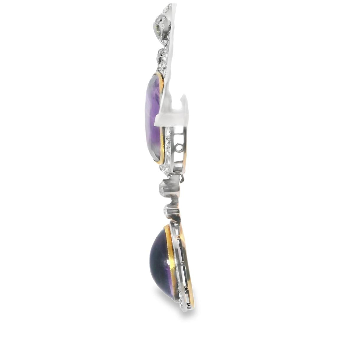 Platinum Belle Epoque Amethyst Diamond Pendant