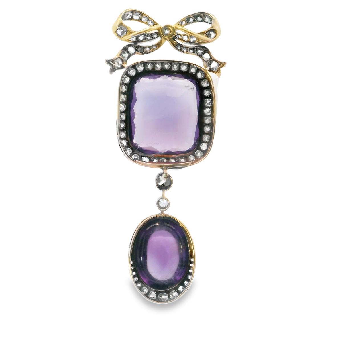 Platinum Belle Epoque Amethyst Diamond Pendant