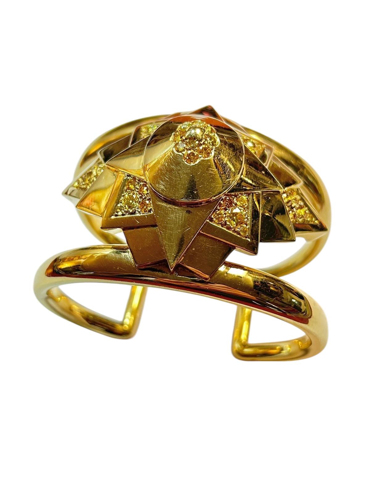 Suzanne Belperron 18K Yellow Gold and Yellow Diamond Cuff and Ring Set