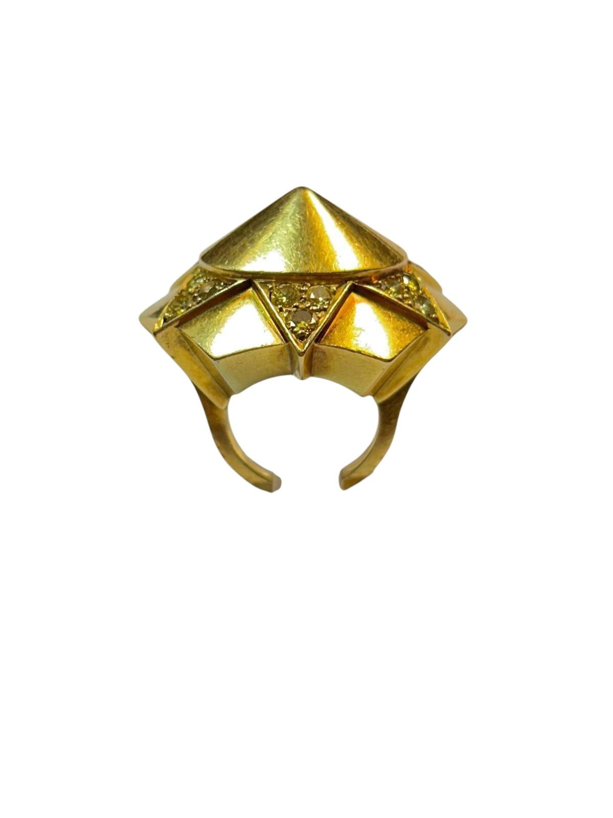 Suzanne Belperron 18K Yellow Gold and Yellow Diamond Cuff and Ring Set