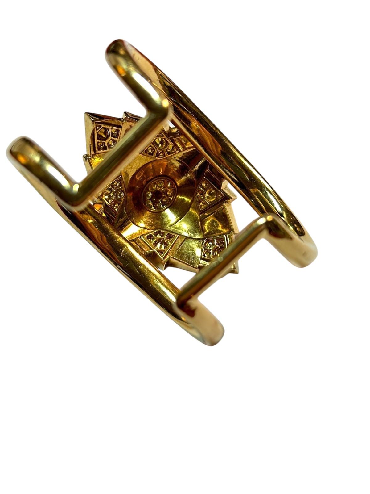 Suzanne Belperron 18K Yellow Gold and Yellow Diamond Cuff and Ring Set