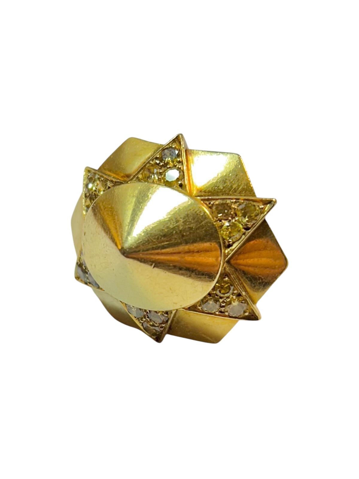 Suzanne Belperron 18K Yellow Gold and Yellow Diamond Cuff and Ring Set