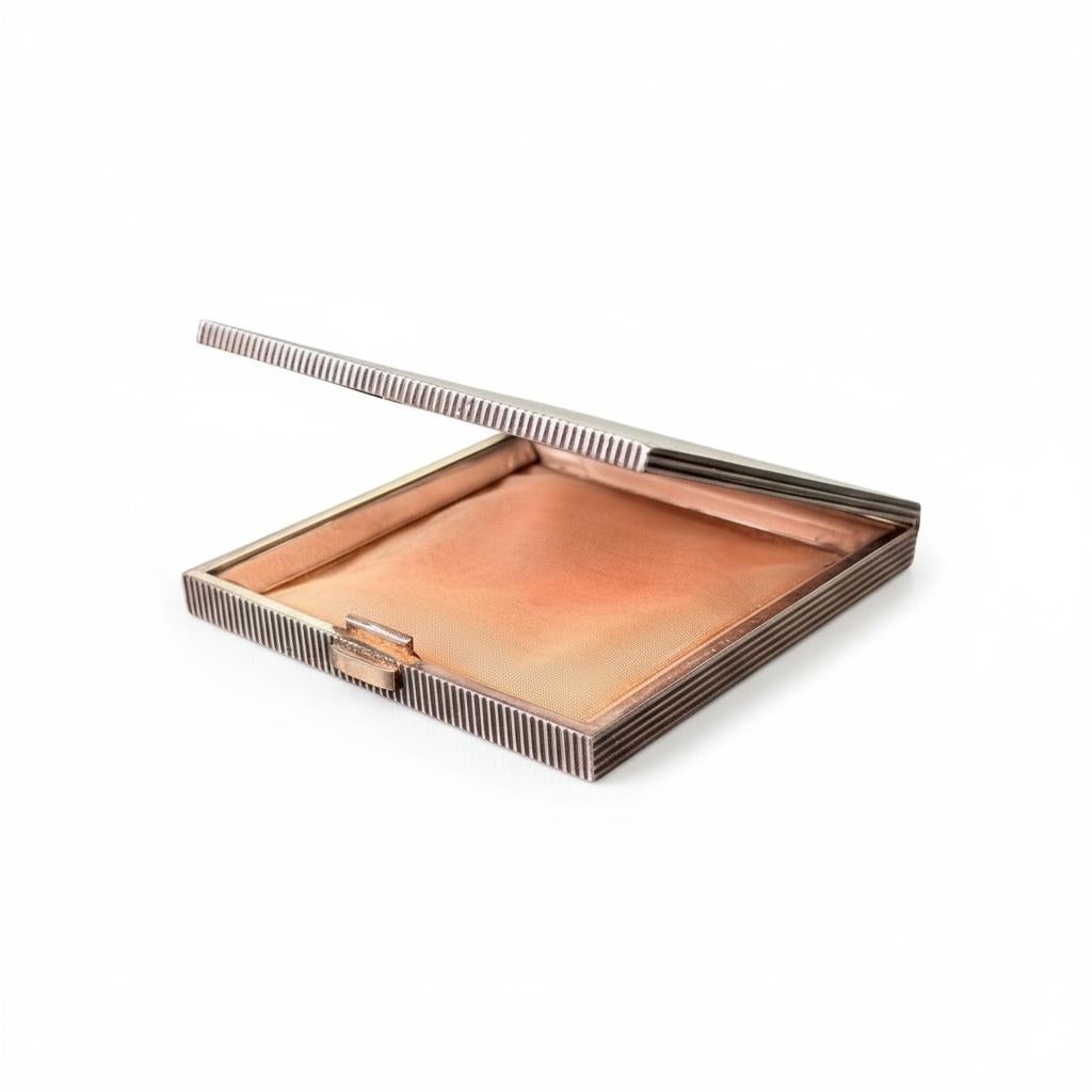 Silver Hermes Paris 1960 Compact Powder Case