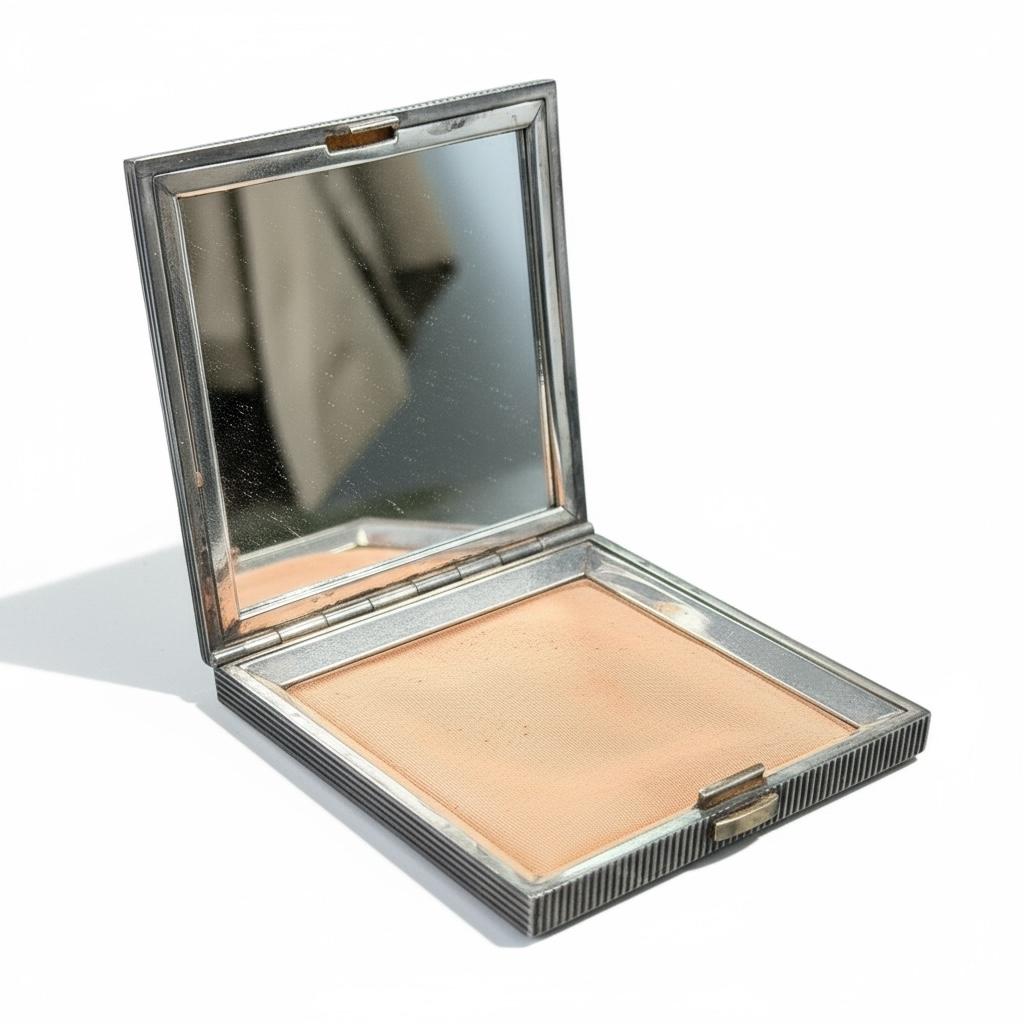 Silver Hermes Paris 1960 Compact Powder Case