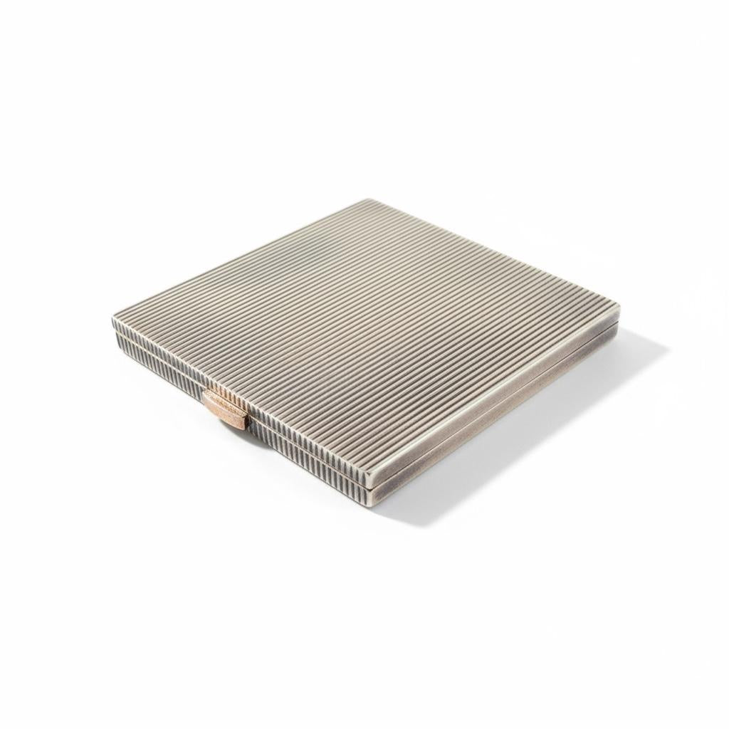 Silver Hermes Paris 1960 Compact Powder Case