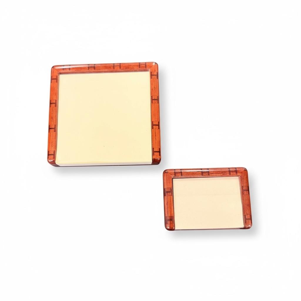 Hermes Paris Bamboo Wood Post-it Holder Pair – With Refill