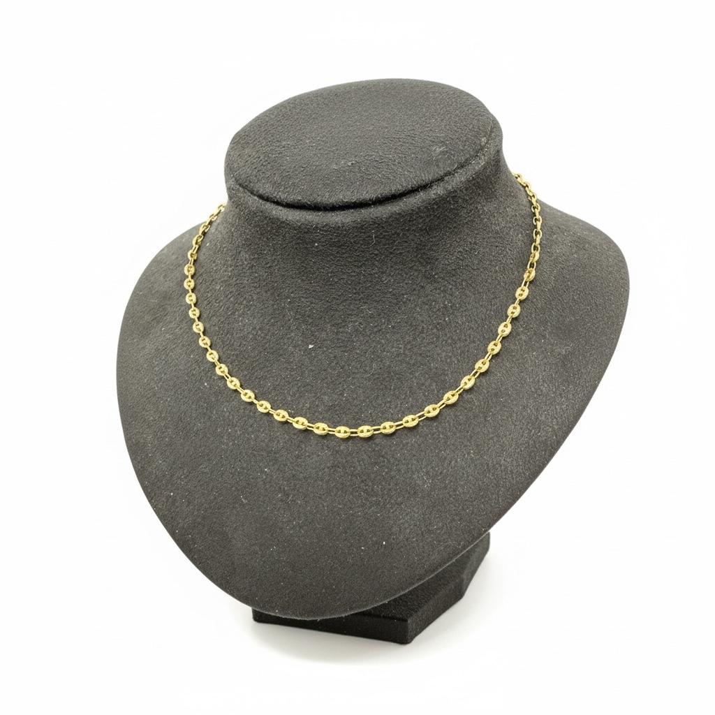 18k Yellow Gold Puffed Link Chain Necklace – 16 Inches