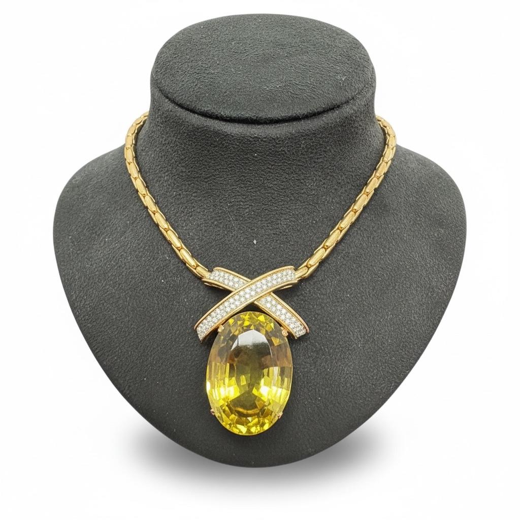 Tiffany & Co. Green Quartz and Diamond Collar Necklace by Paloma Picasso, c. 198