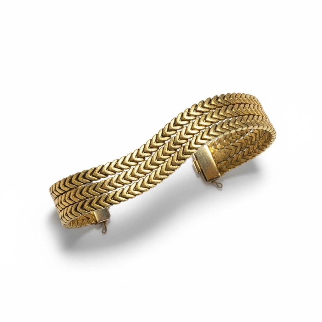 18K Italian Chevron Wide Bracelet