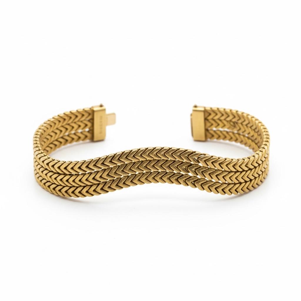 18K Italian Chevron Wide Bracelet