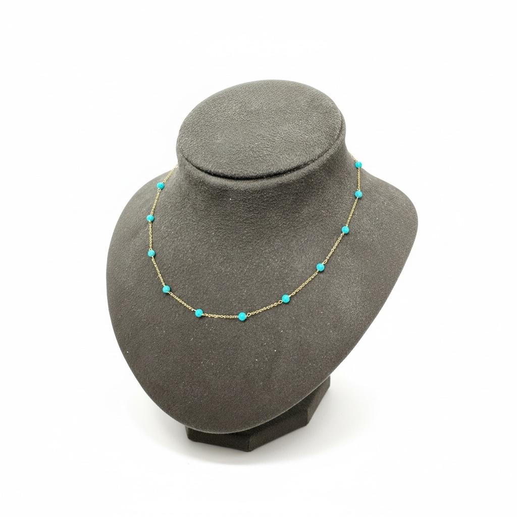 Italian Turquoise and Gold Chain Necklace