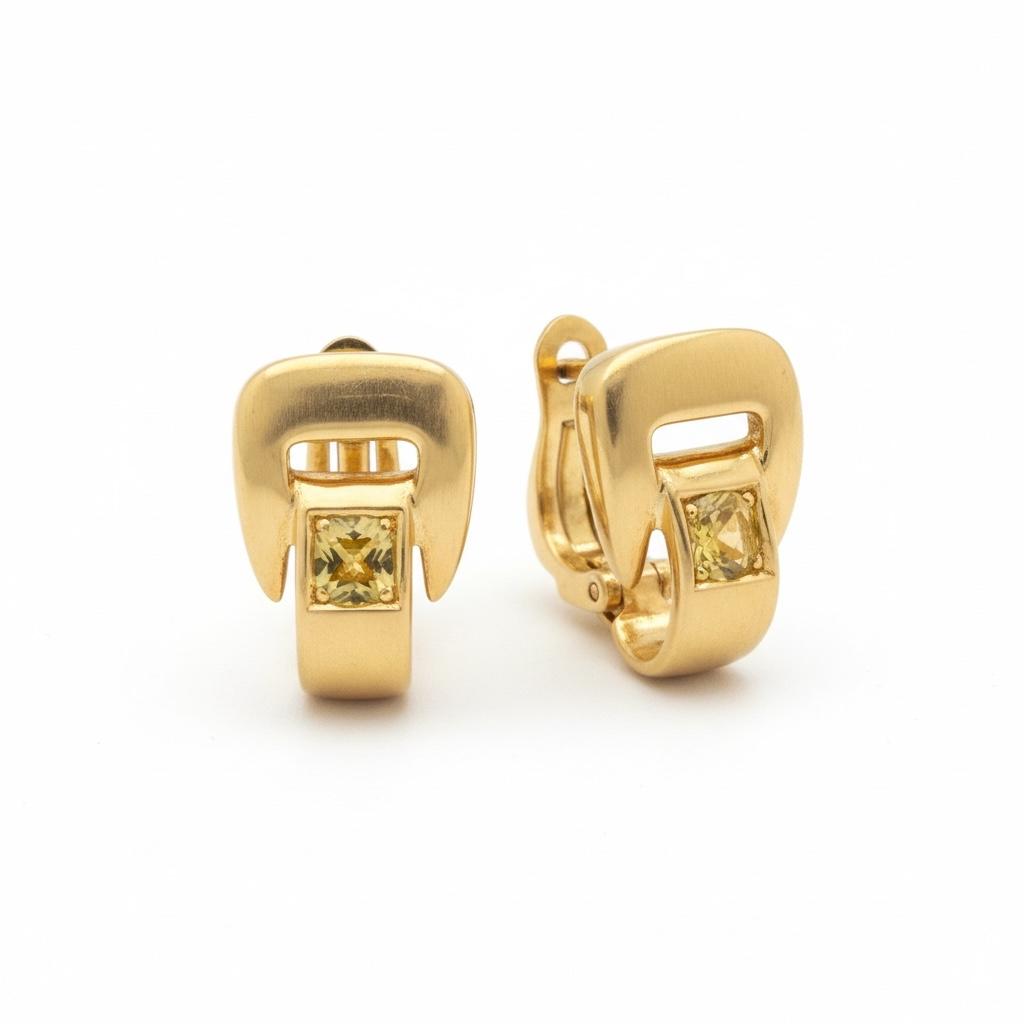 18K Yellow Gold Hermes Yellow Sapphire Earrings