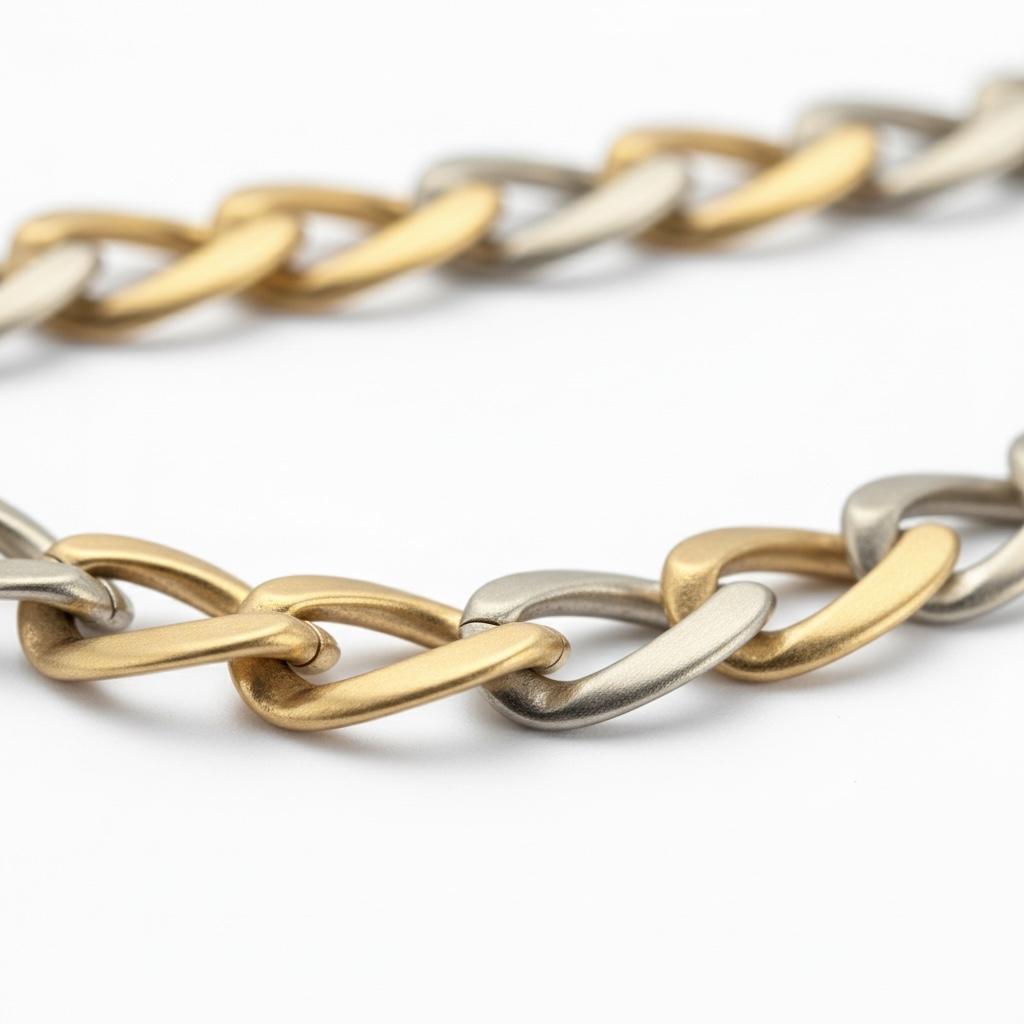 18K 2 Tones Sterle Curbe Link Bracelet