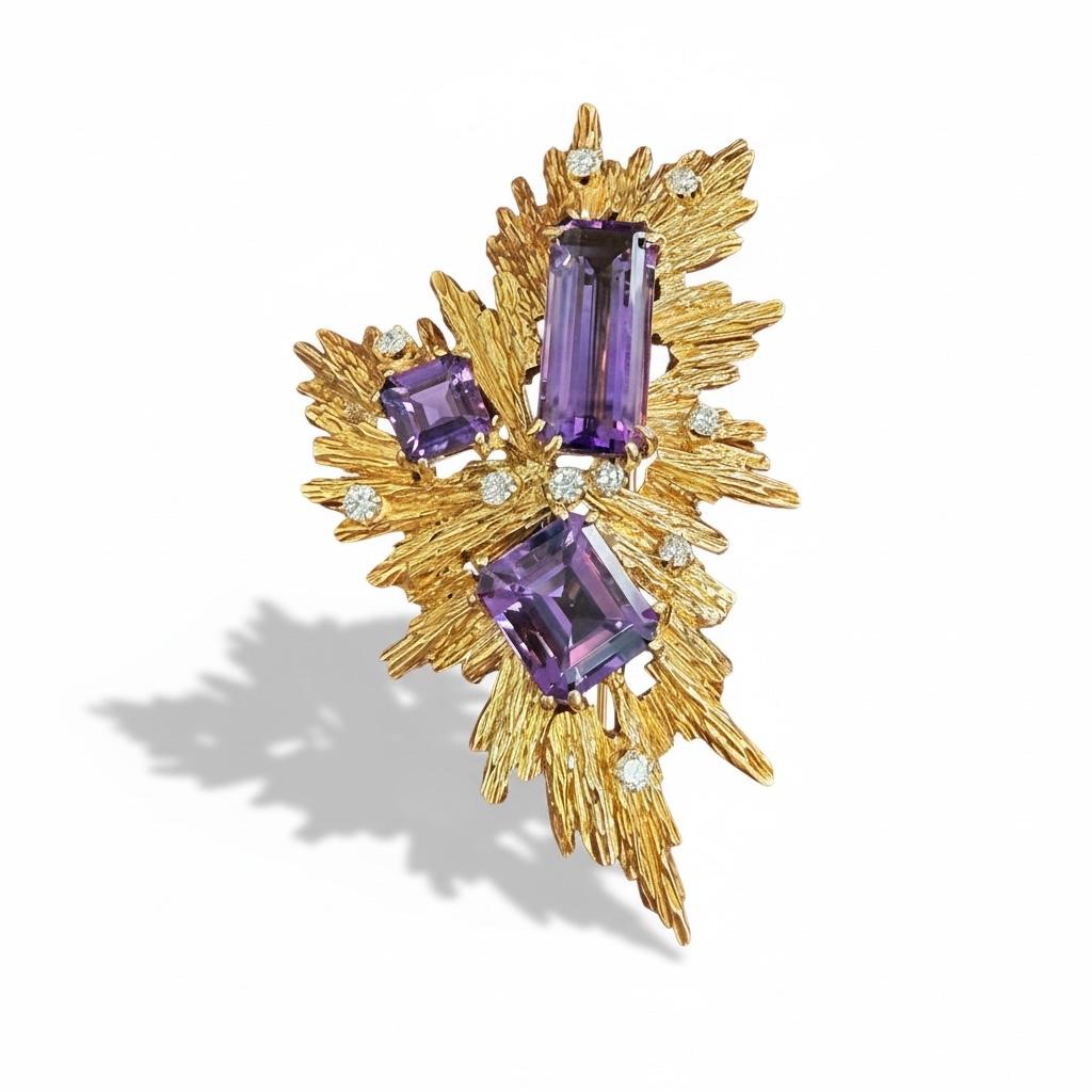 Van Cleef & Arpels Amethyst and Diamond Brooch, c. 1970