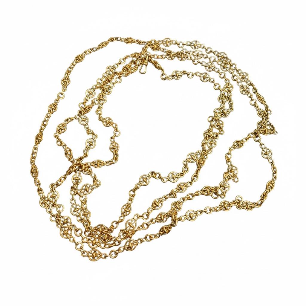 Victorian French Long Gold Chain 18k Yellow Gold