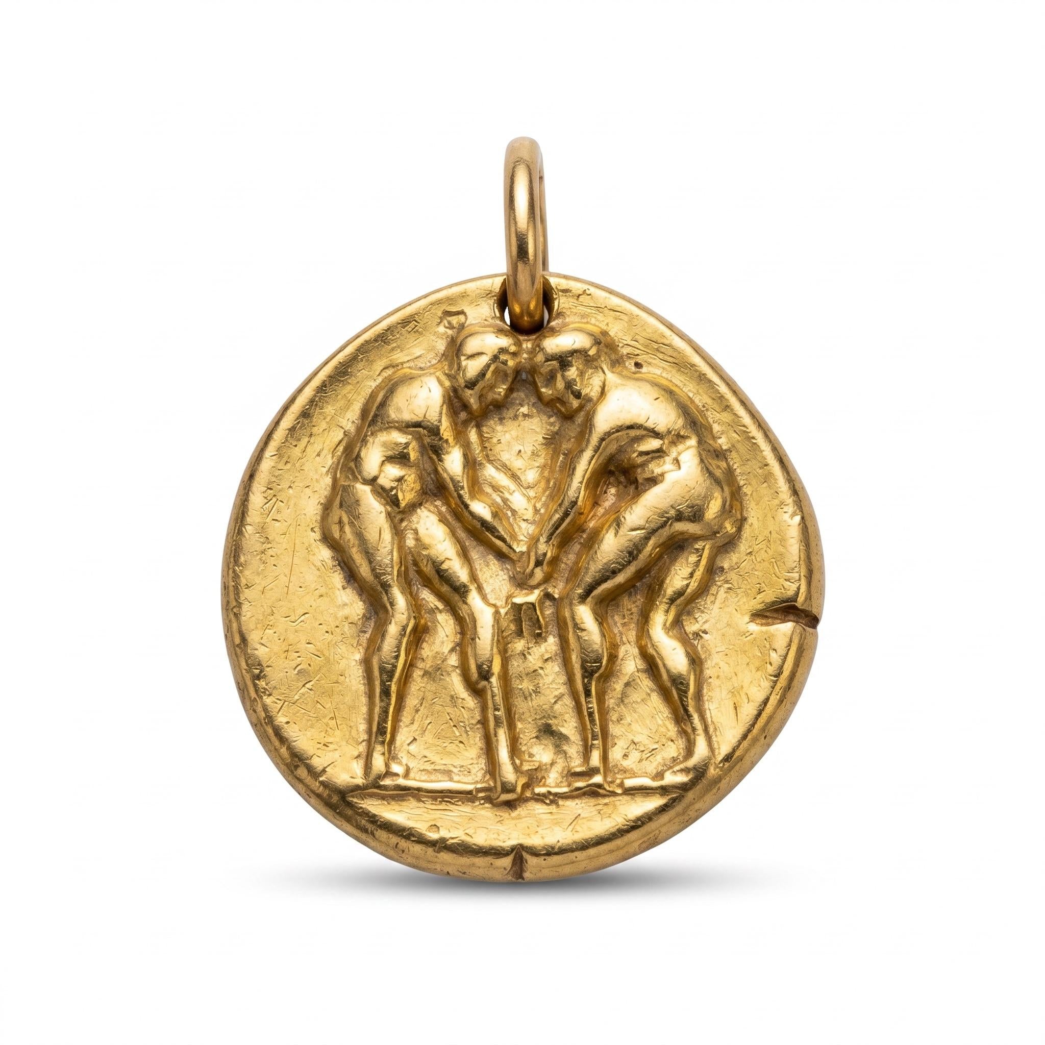 1970s French Gold Gemini Zodiac Pendant