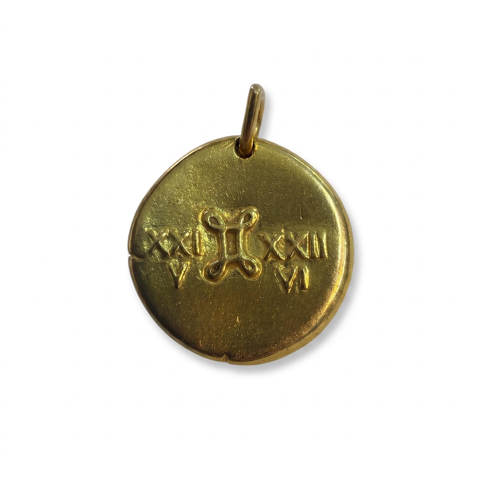 1970s French Gold Gemini Zodiac Pendant