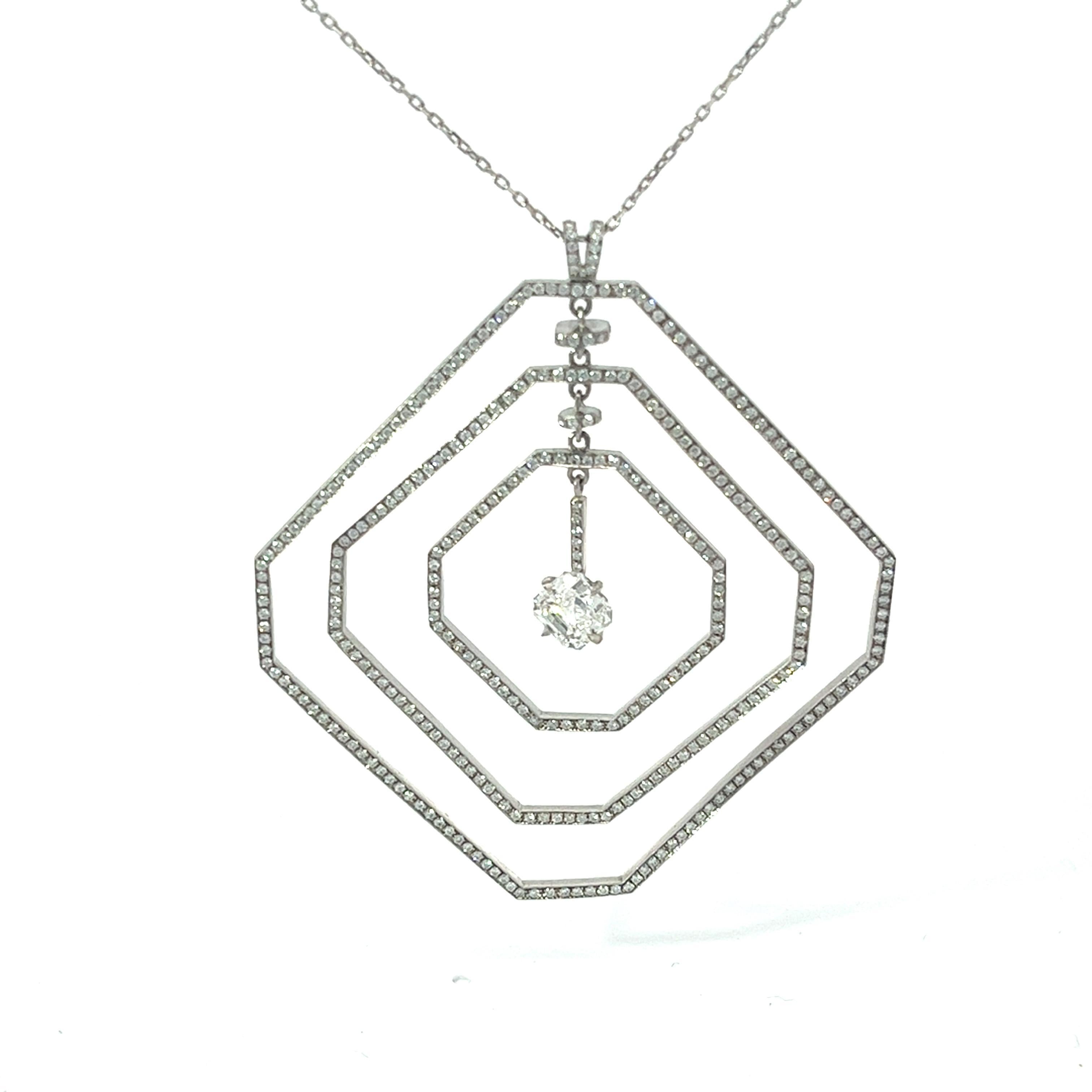 Daniel K Platinum Geometrical Diamond Pendant, GIA 0.84ct F/SI, Contemporary