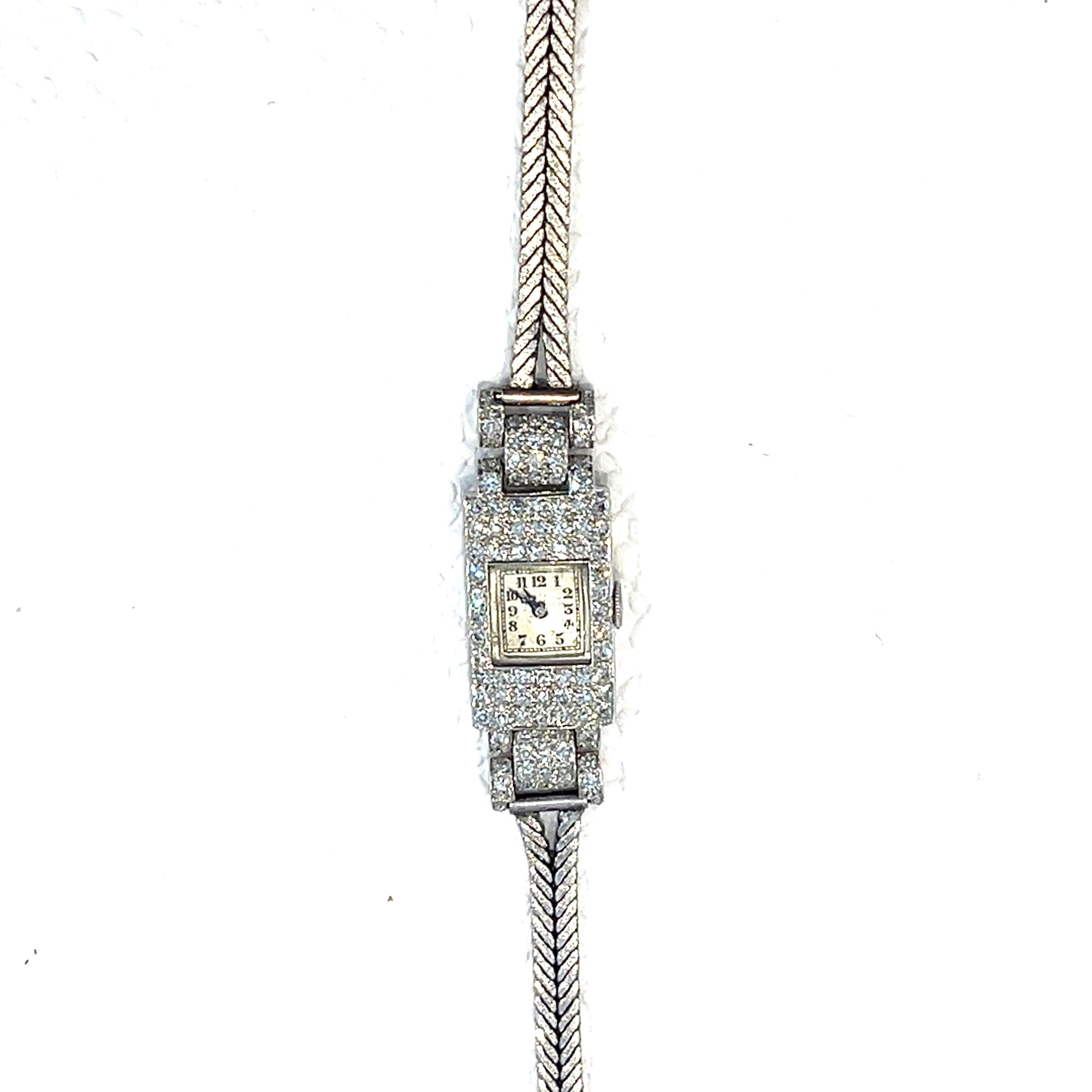 Platinum Van Cleef & Arpels Art Deco Diamond Watch Serial No. 27285 - 27.30GRA