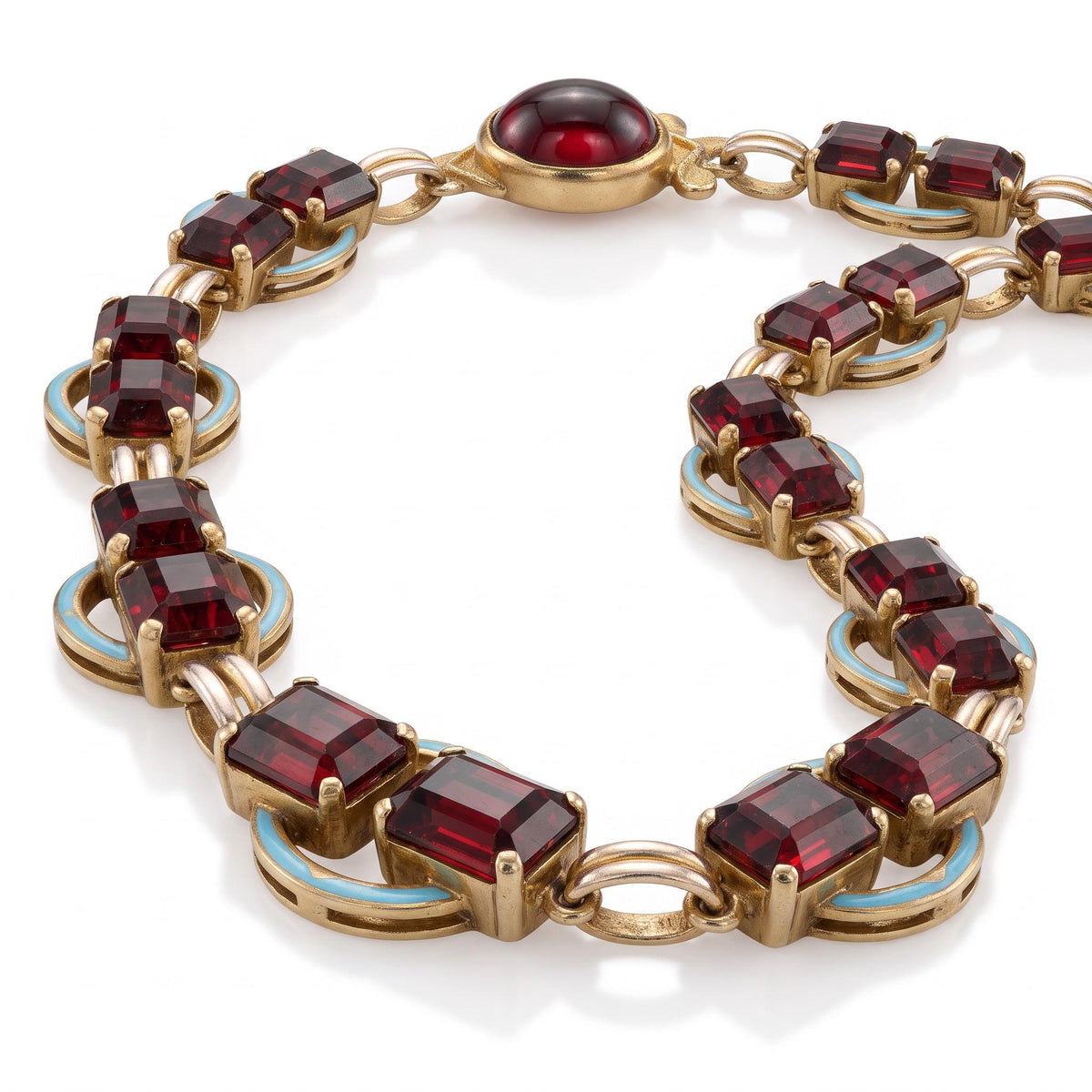 Italian Garnet and Enamel Gold Necklace