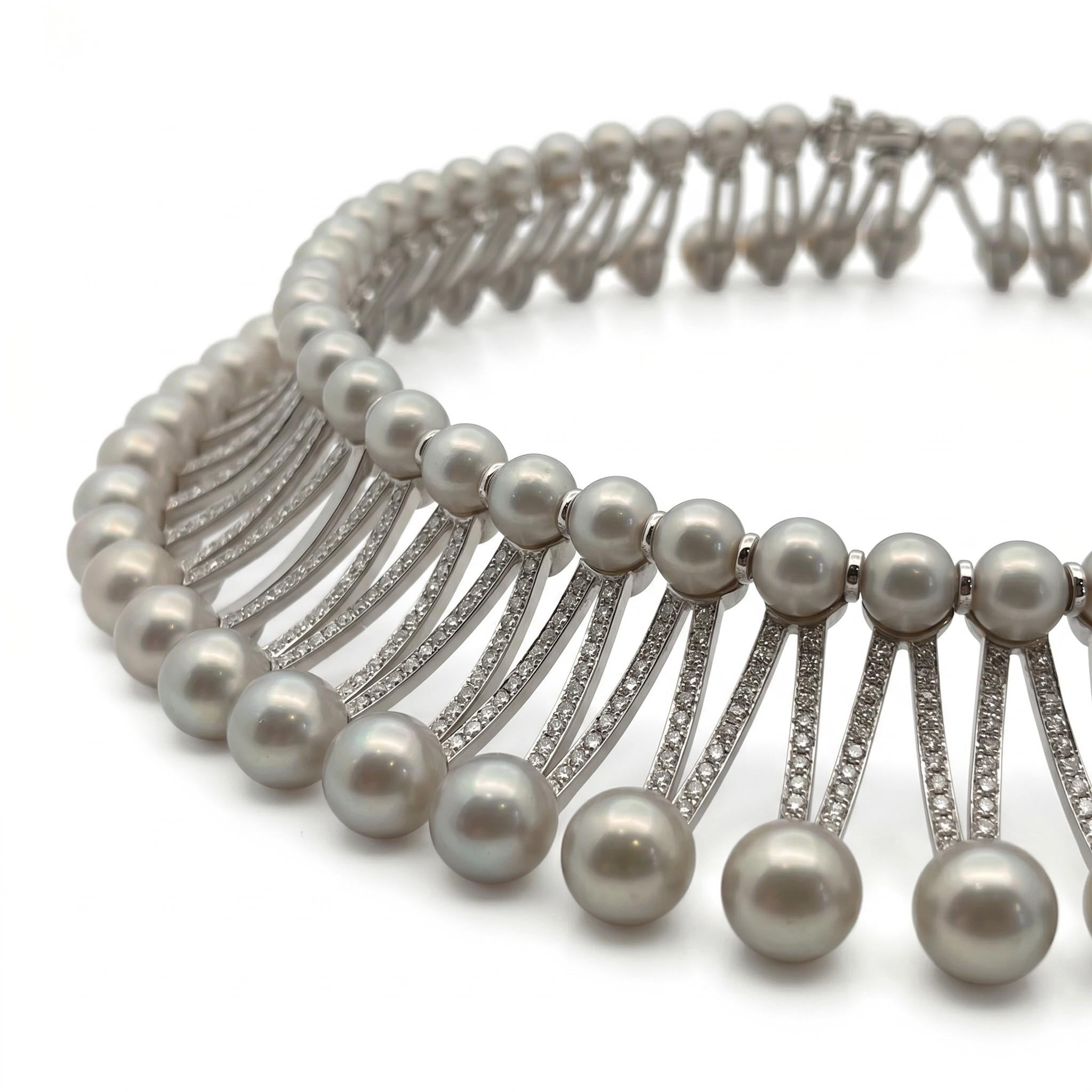 Fred Paris Diamond & Pearl Necklace, Circa 2000