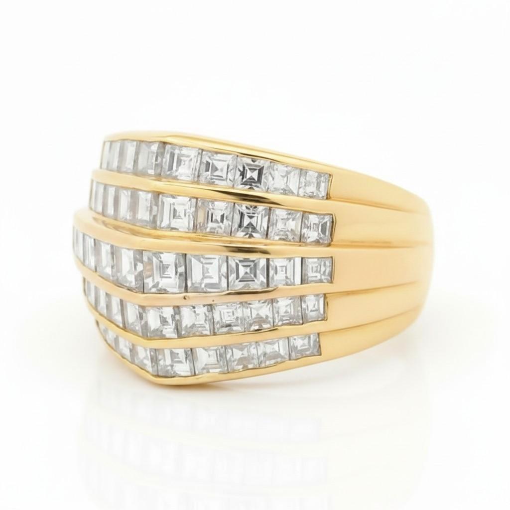 Oscar Heyman Five-Row Diamond and 18K Gold Ring