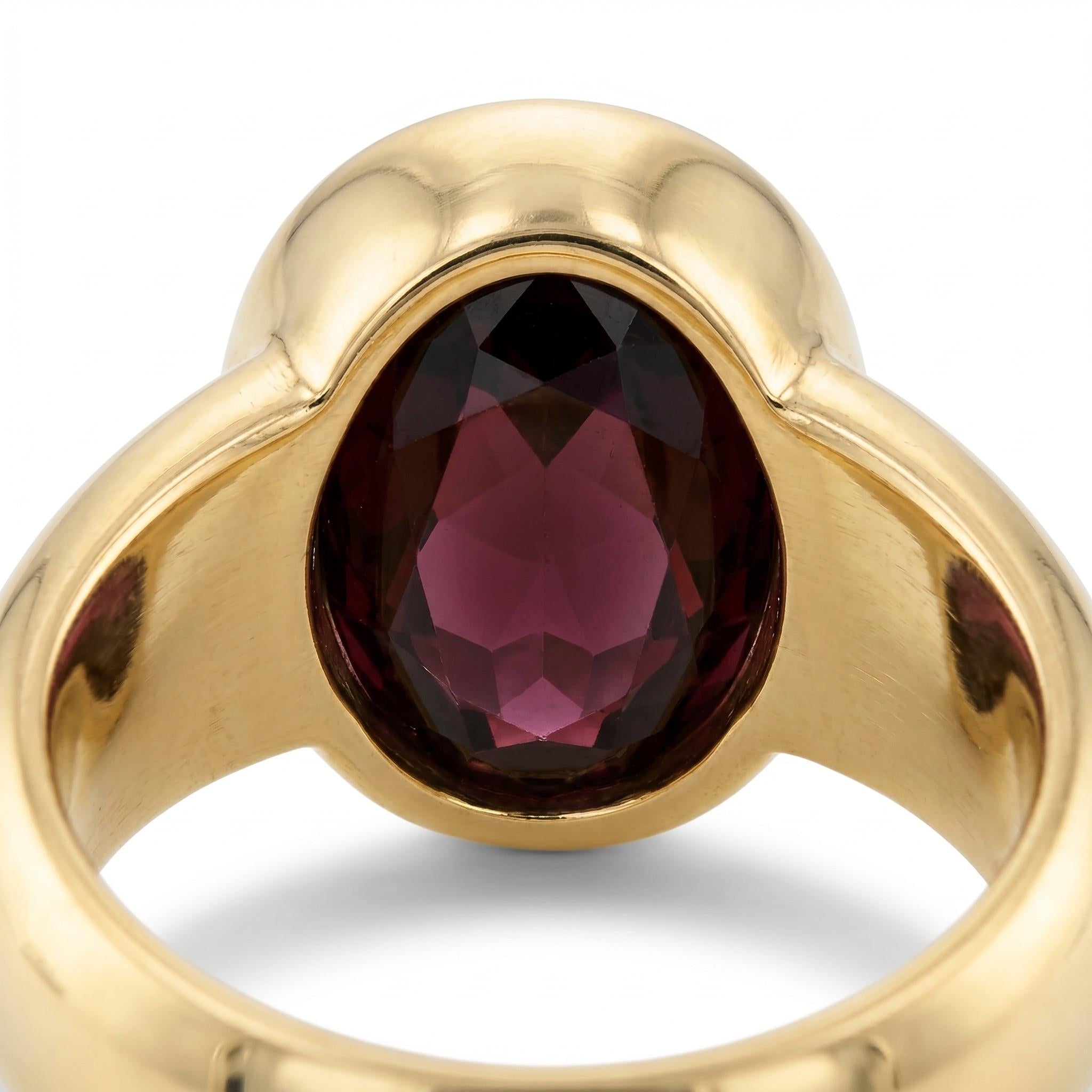 18K Gold French Tourmaline Ring