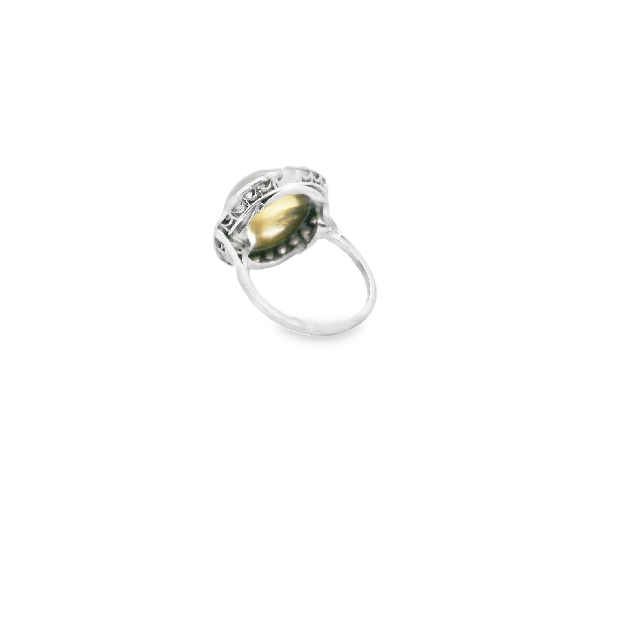 Platinum Cat’s Eye and Diamond Ring, Circa 1920