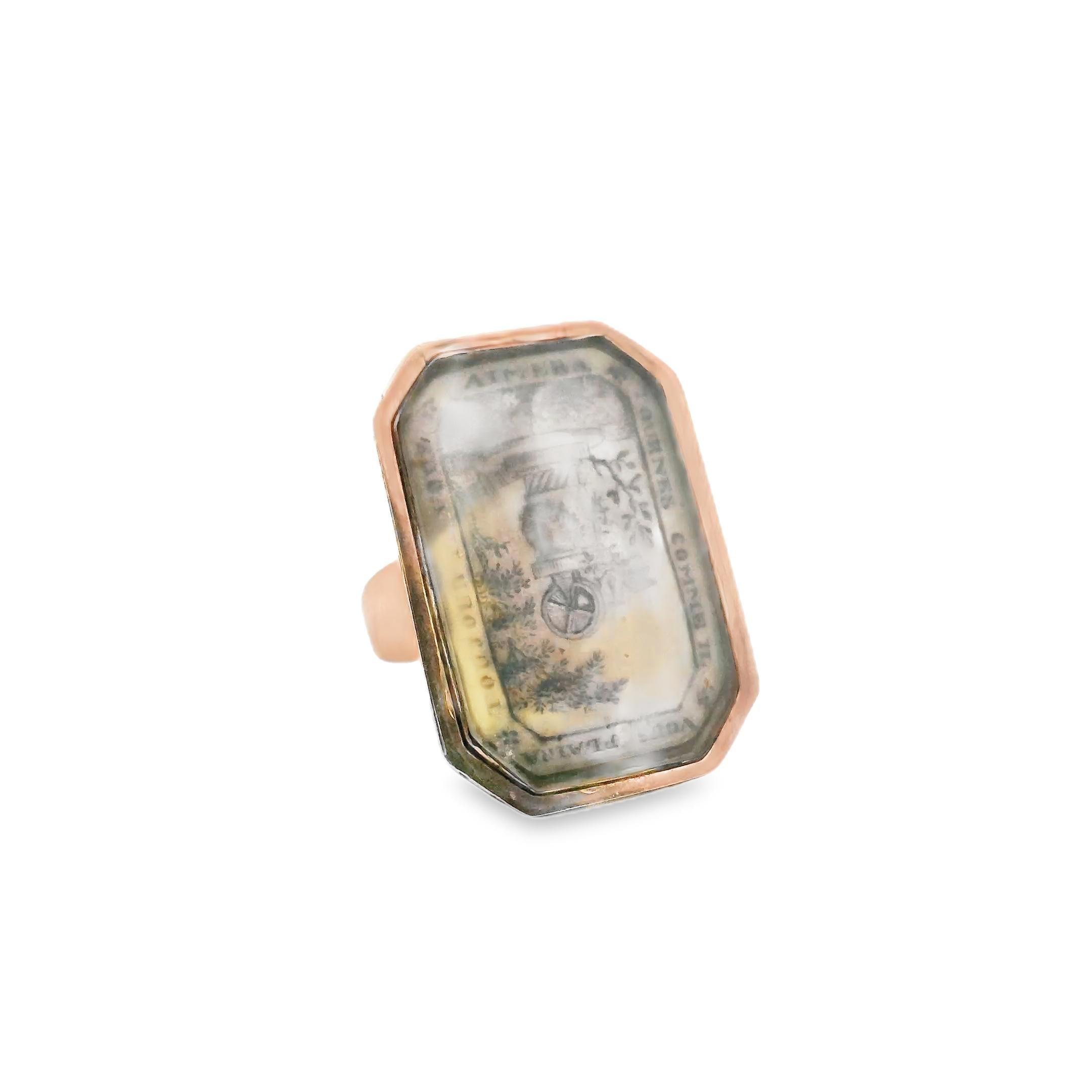 An old low-title gold ring with a message of love painted Mid 18th century