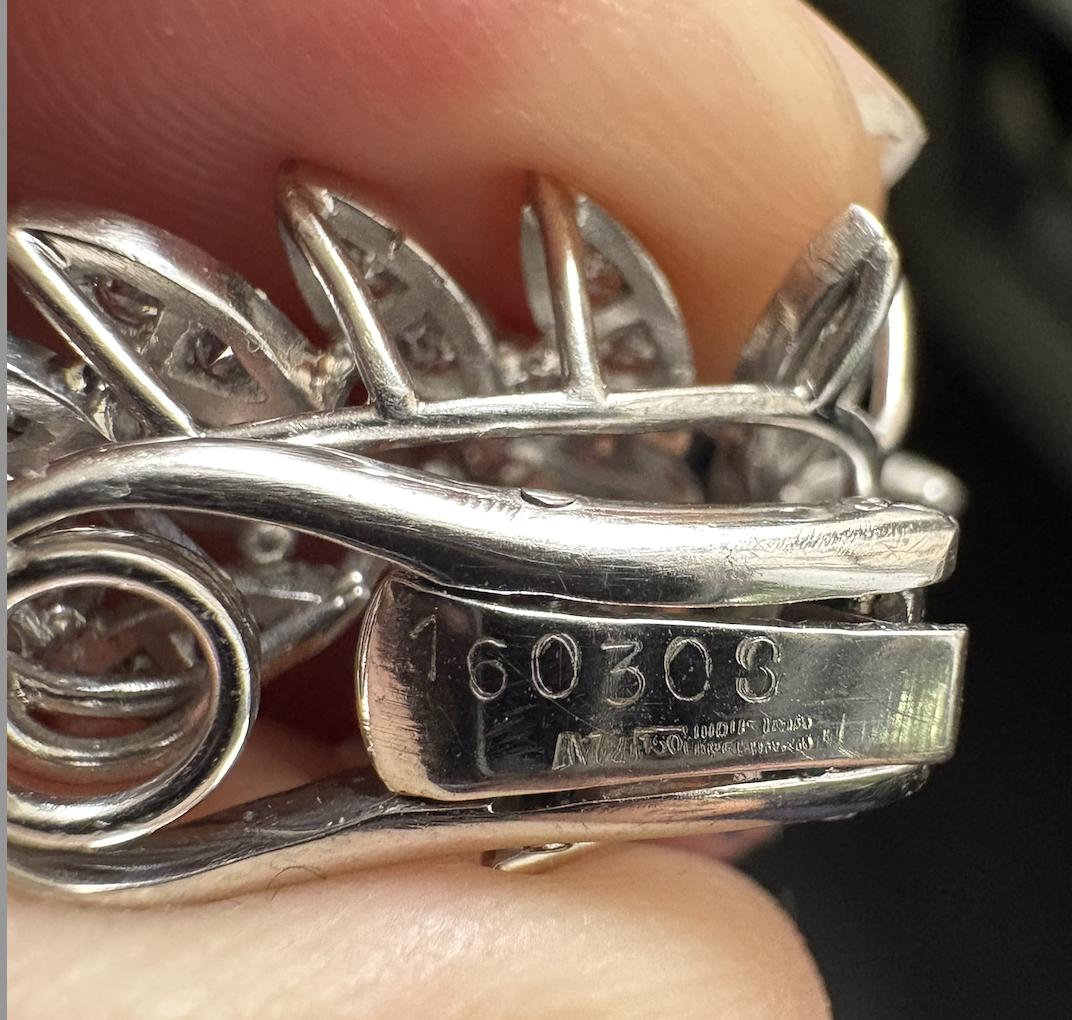 1960 Platinum Aquamarine and Diamond Floral Earrings