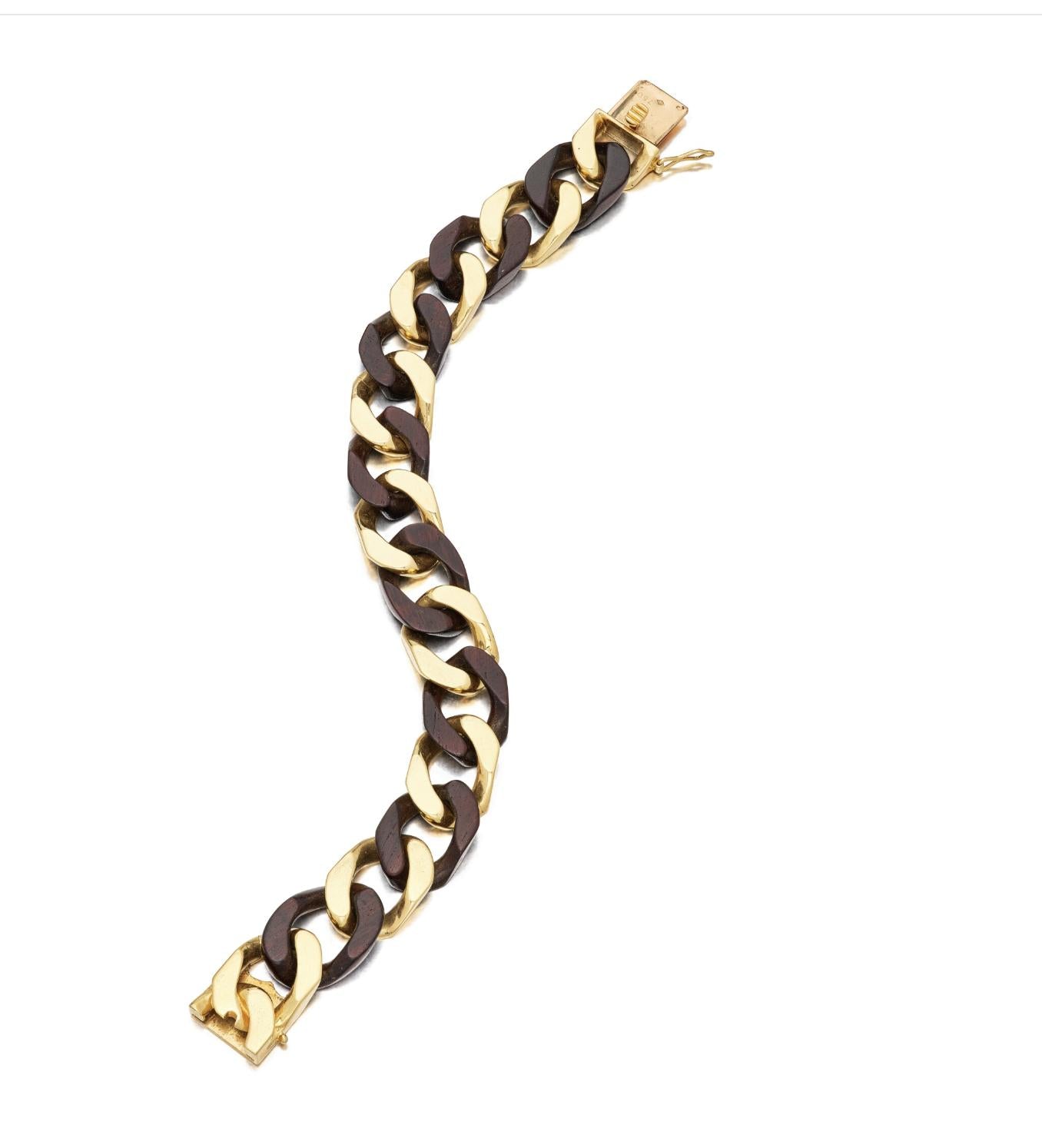1970s Van Cleef & Arpels Gold and Wood Bracelet