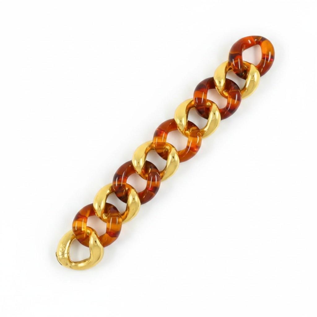 Seaman Schepps Amber and Gold Link Bracelet