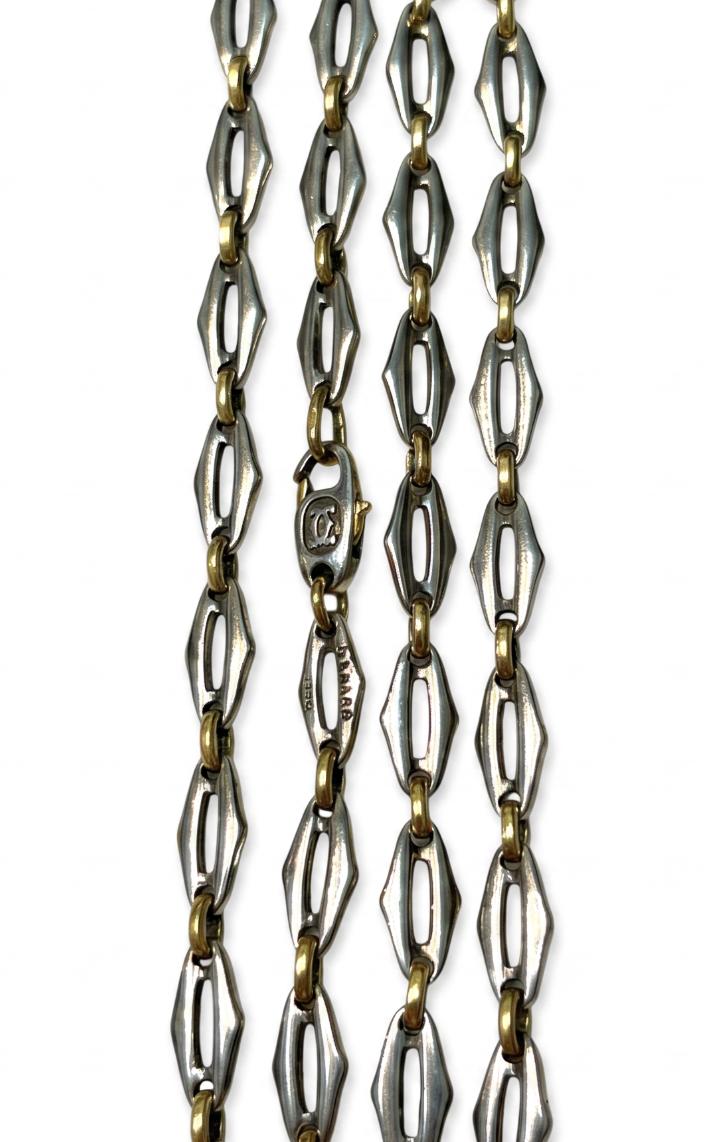 Cartier Steel & 18K Gold Long Link Necklace