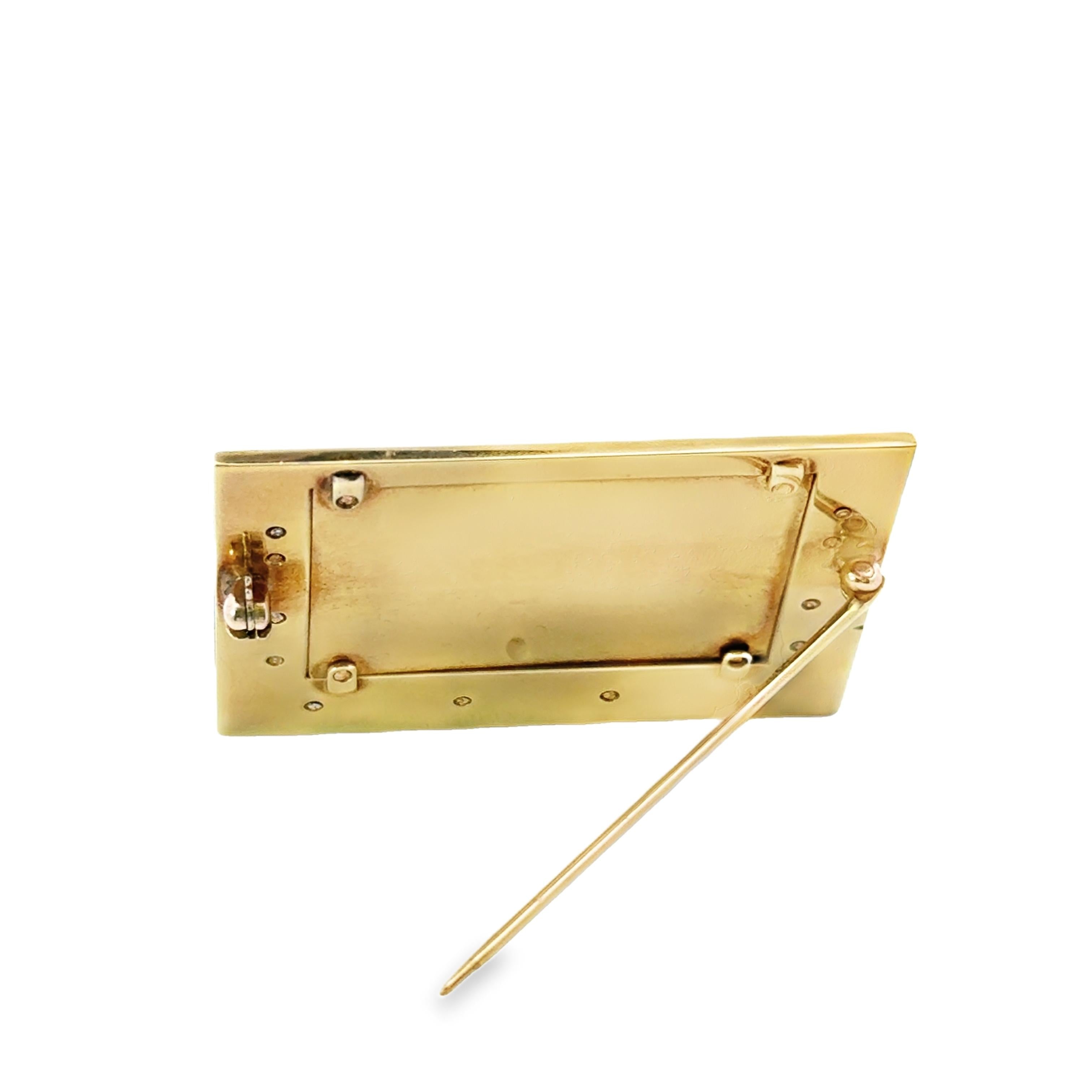 1930's Sailboat Enamel and Gold Brooch with Dice Motif