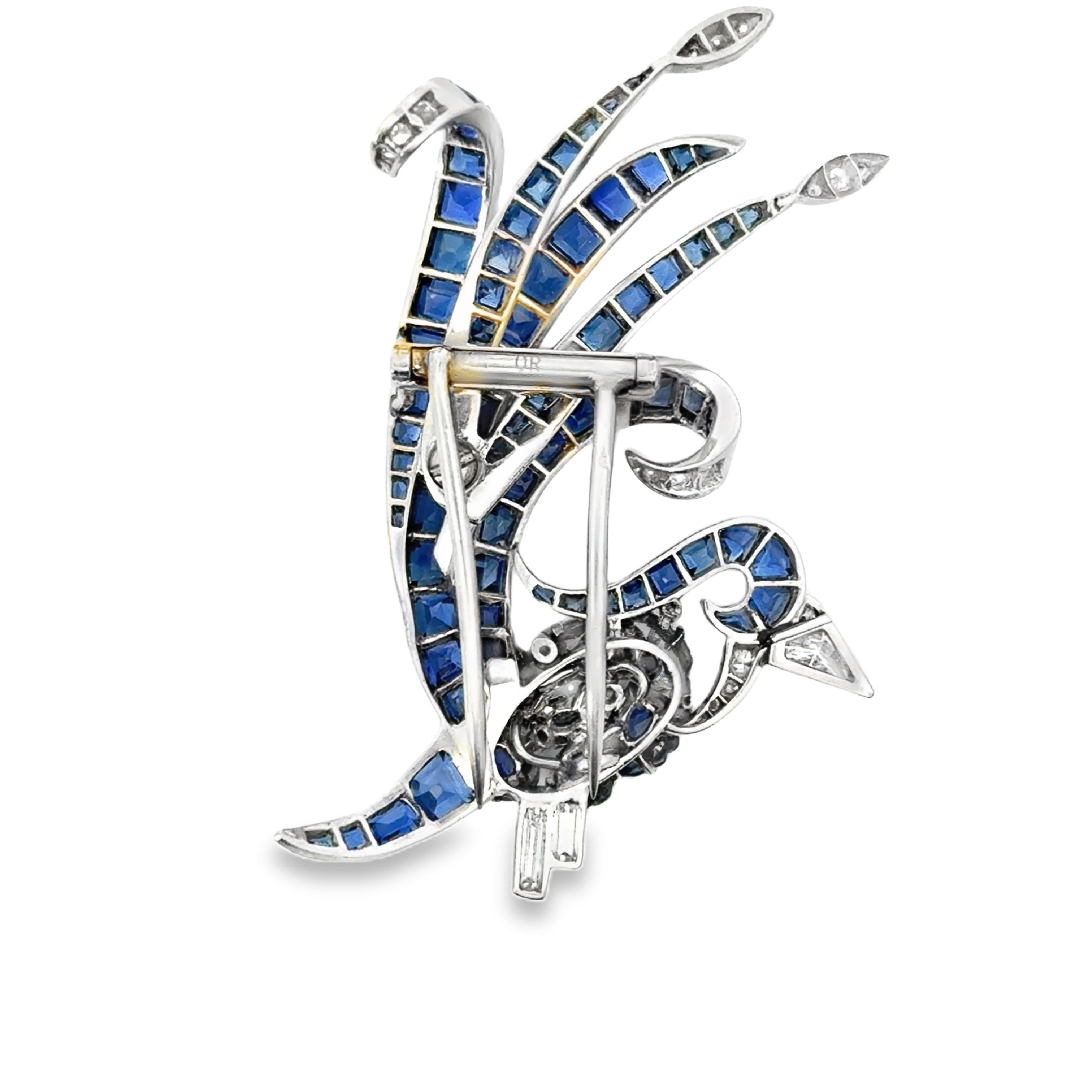 A Sapphire “tutti frutti” Bird Brooch in Platinum,