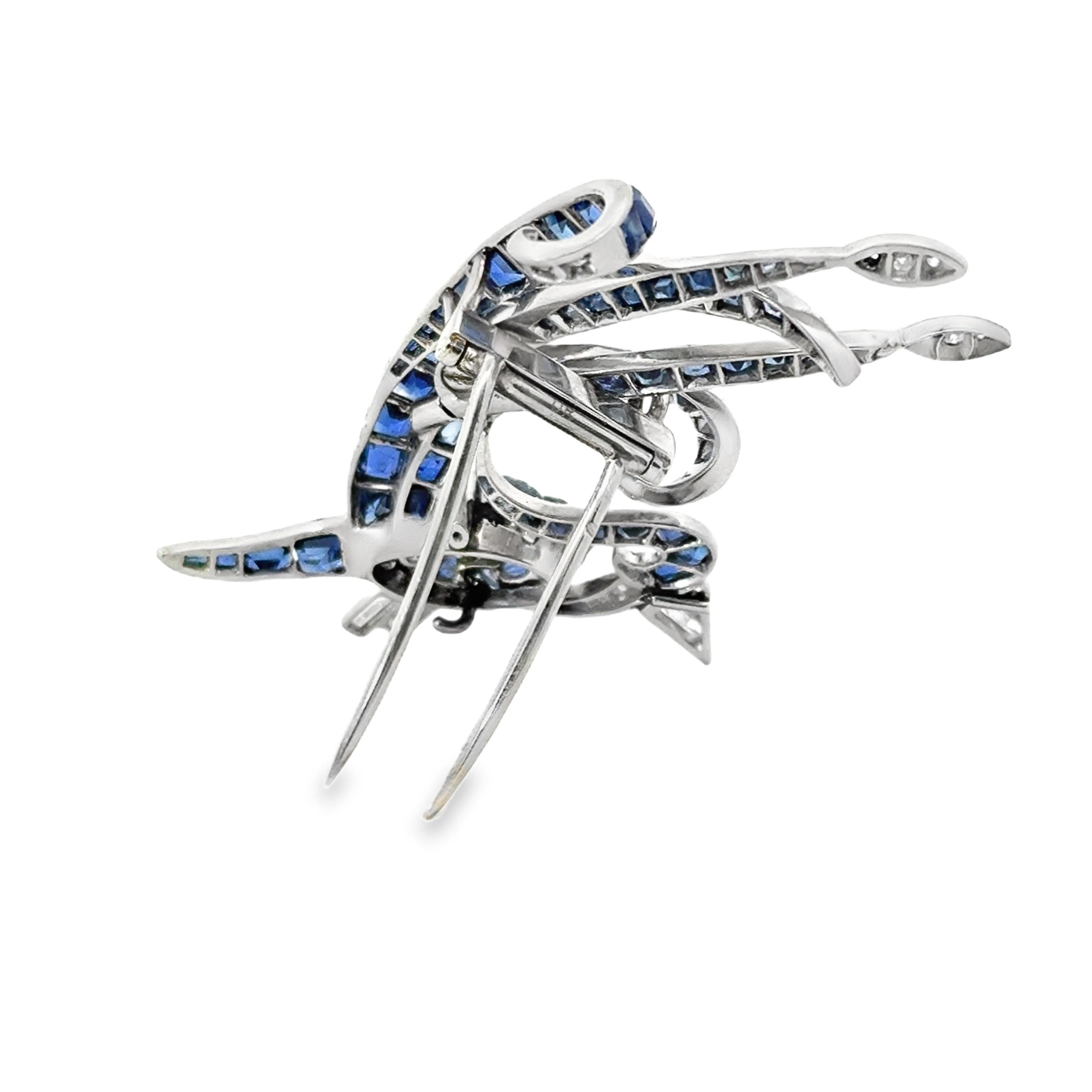 A Sapphire “tutti frutti” Bird Brooch in Platinum,