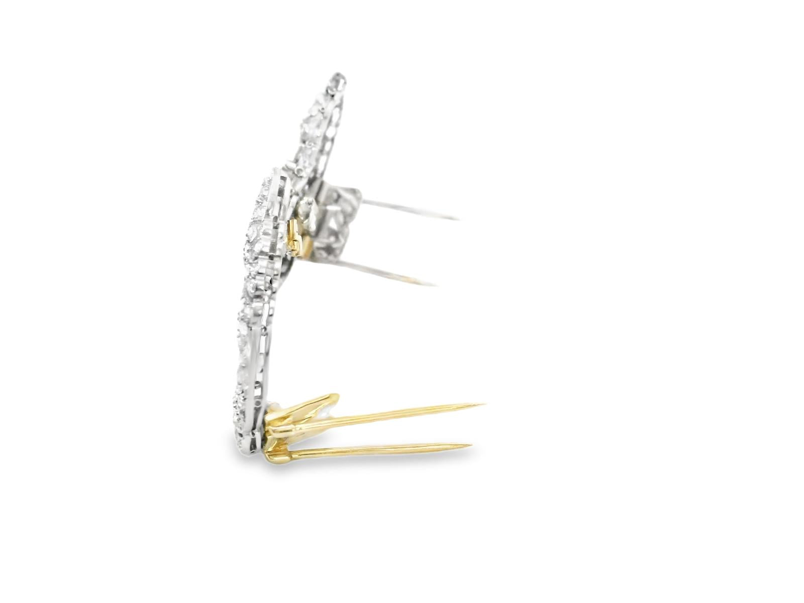 Platinum American Art Deco Geometrical Diamond Double Clips