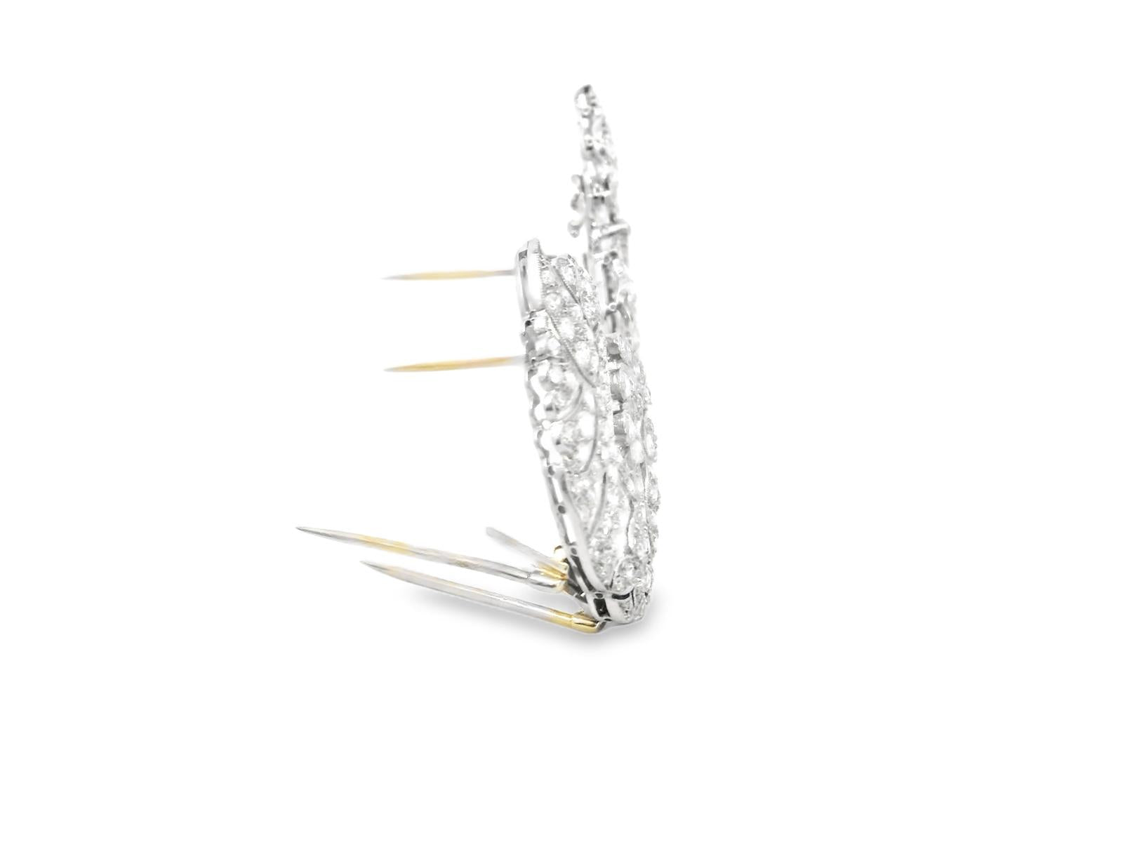 Platinum American Art Deco Geometrical Diamond Double Clips