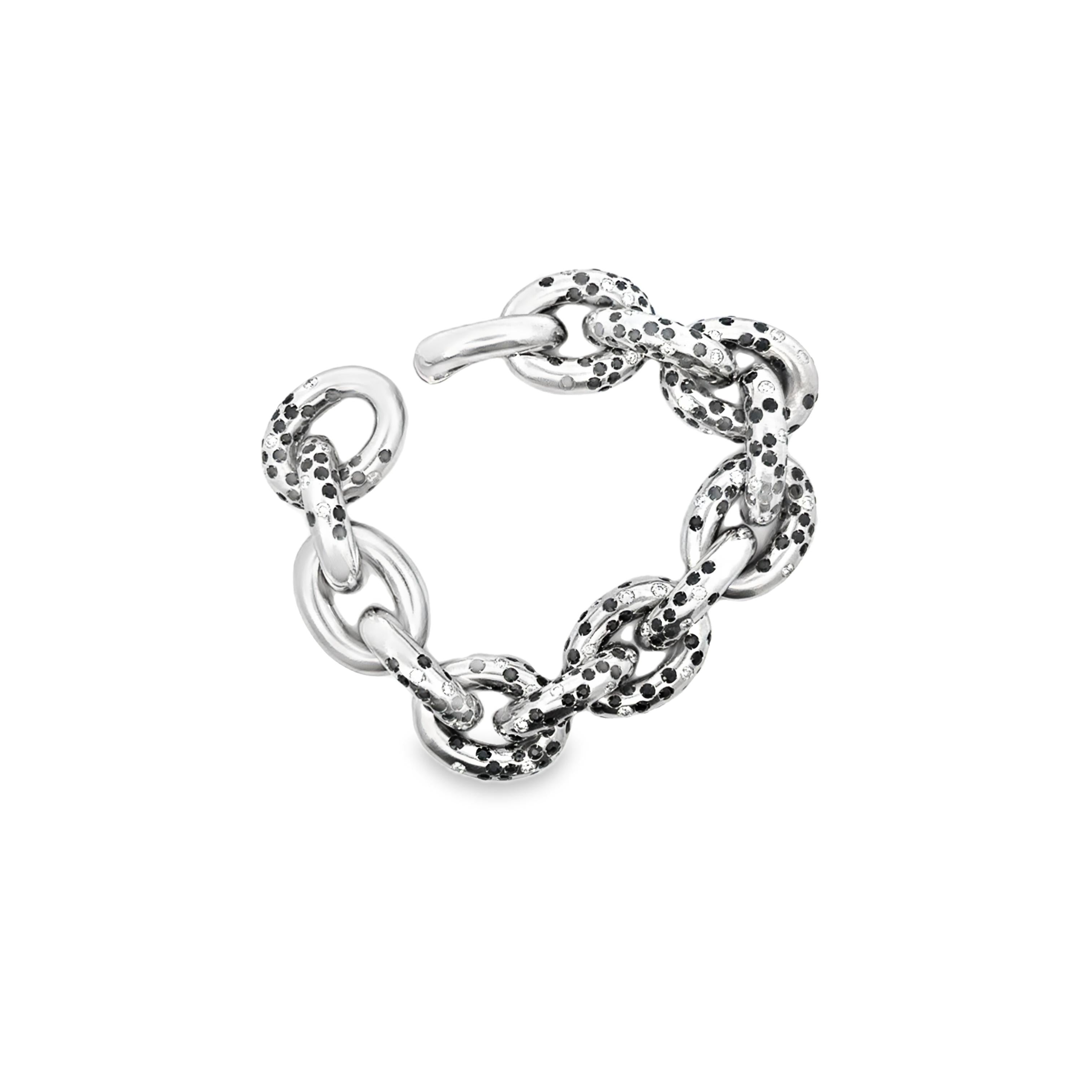 Contemporary White Gold and Sapphire Link Bracelet