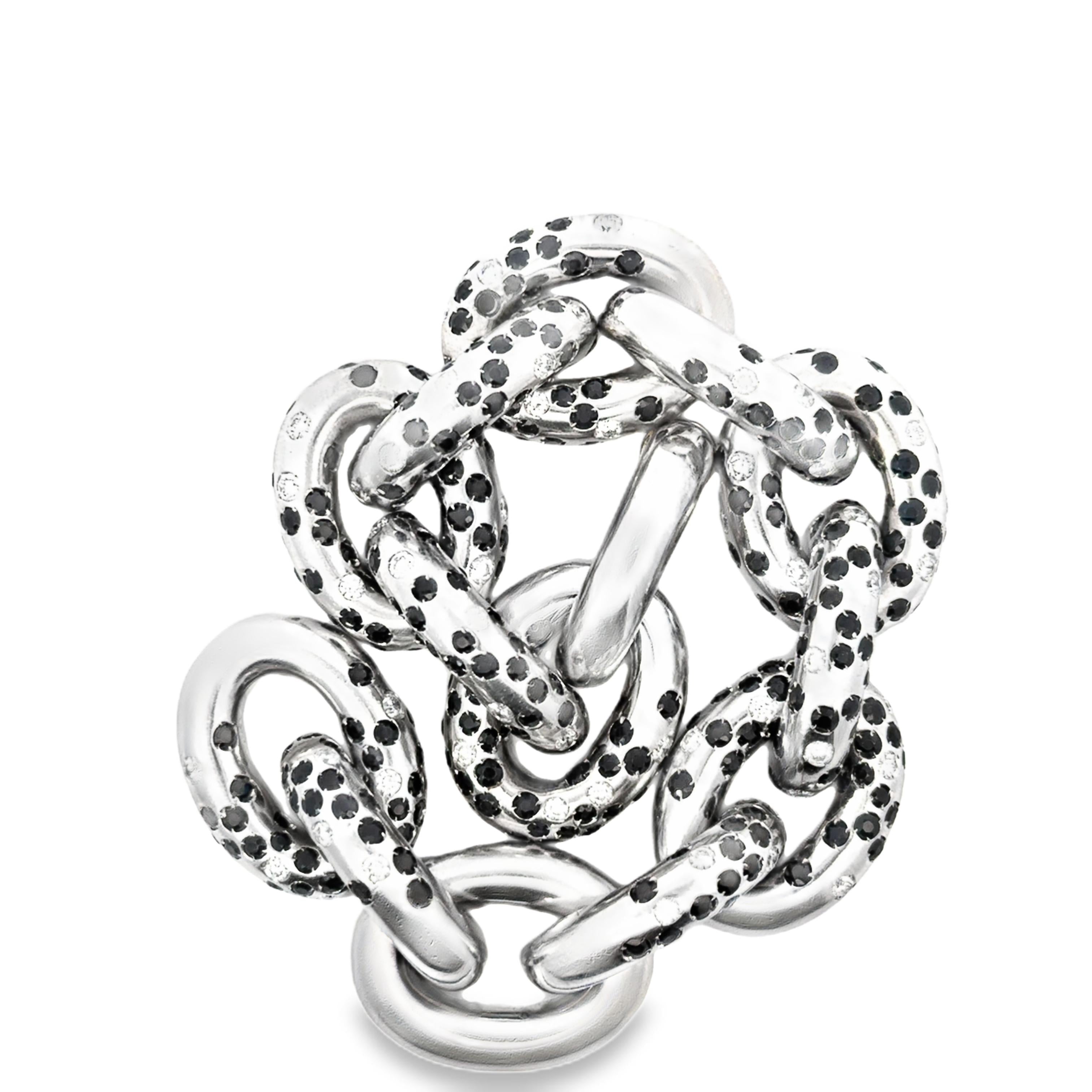 Contemporary White Gold and Sapphire Link Bracelet