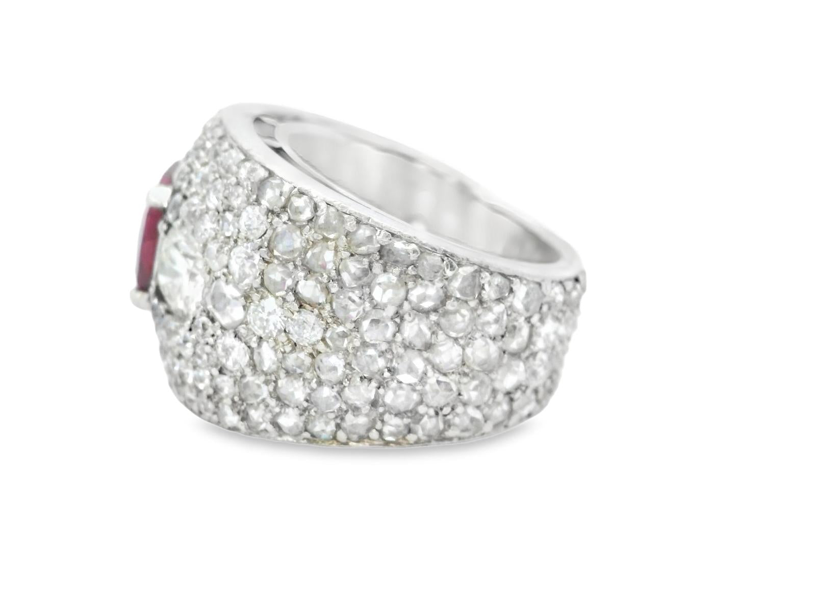 Platinum French Ruby & Diamond Ring