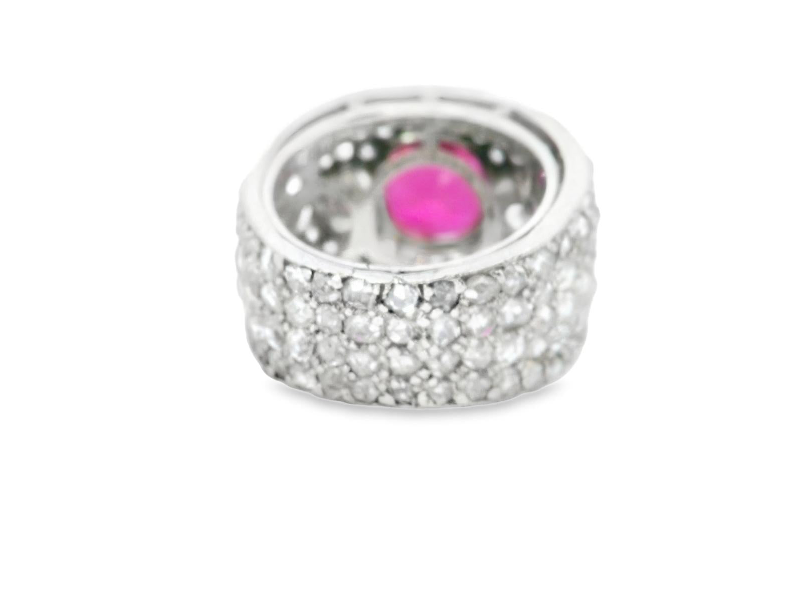 Platinum French Ruby & Diamond Ring