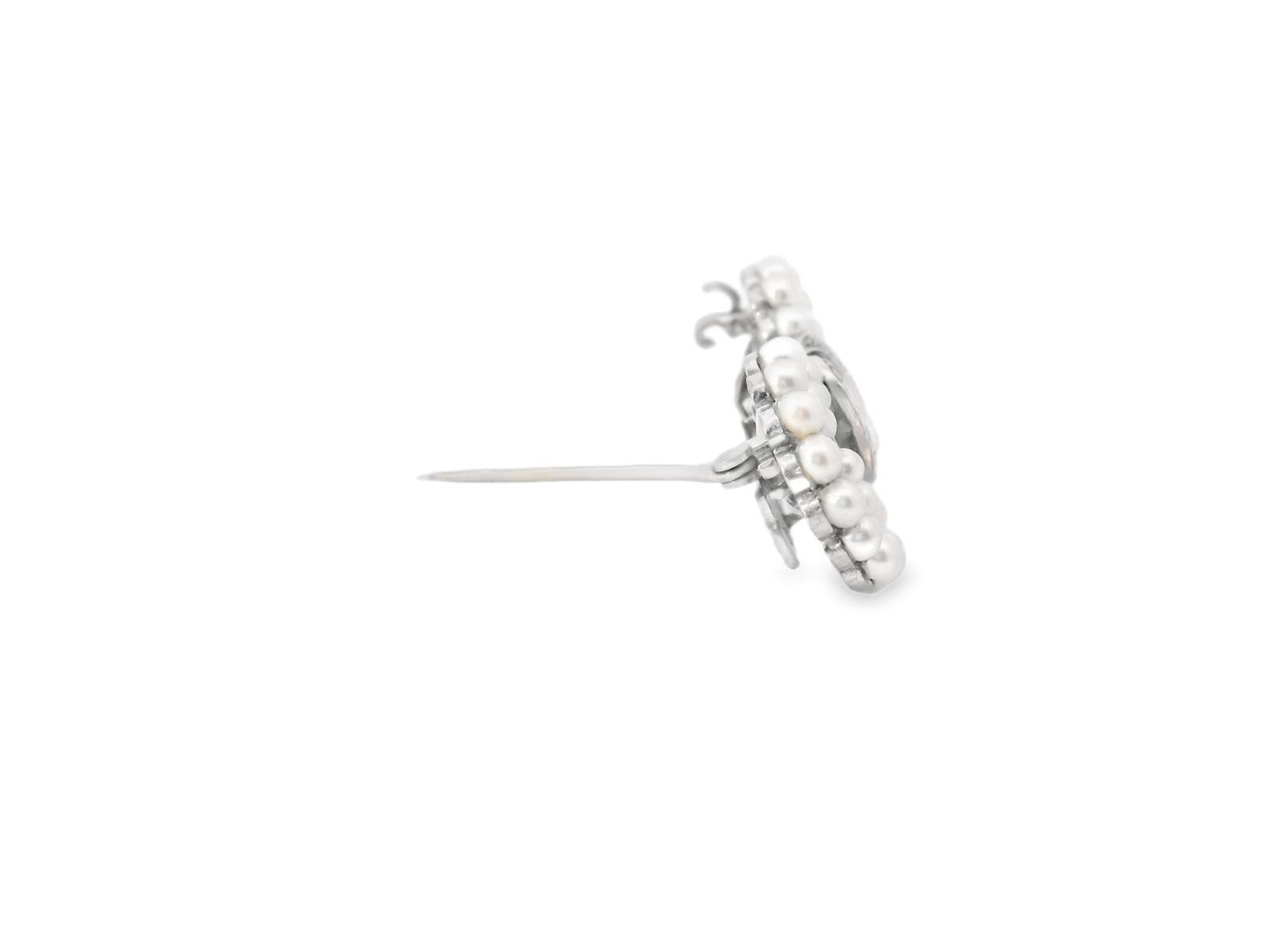 18K Yellow Gold and Platinum American Art Deco Natural Pearl Sapphire Diamond