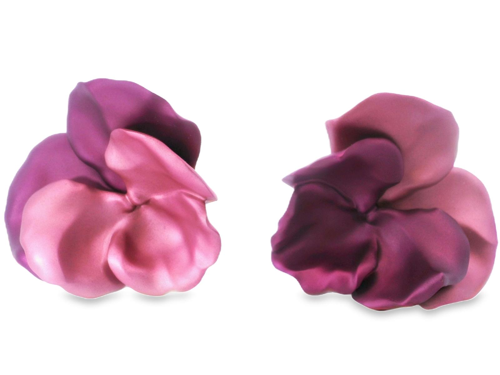 18k Yellow Gold JAR 2000s Flower Earrings Large Aluminium Bicolor Pansy Flower