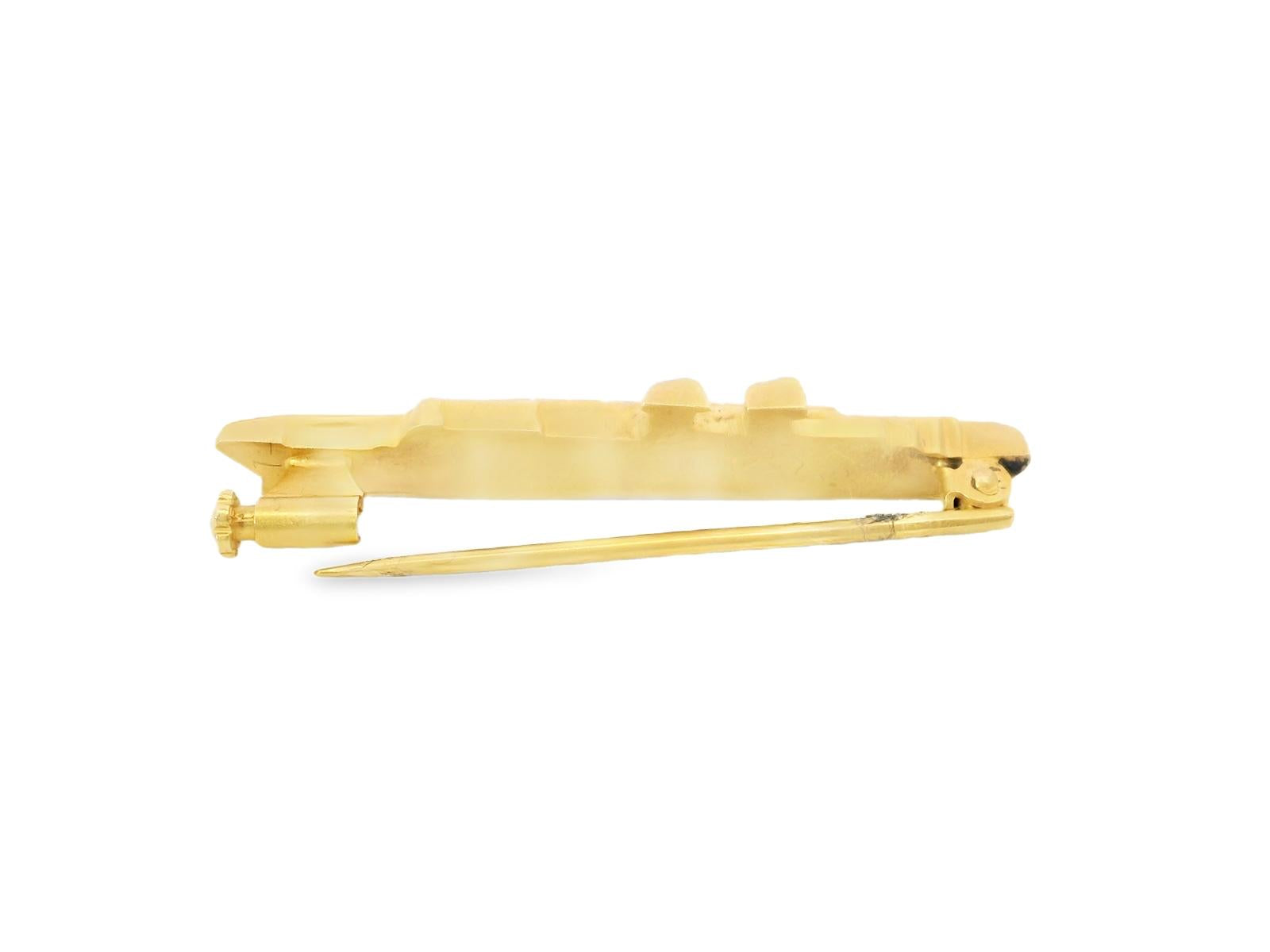 18k Yellow Gold Art Nouveau Boat Gold Pin / Brooch