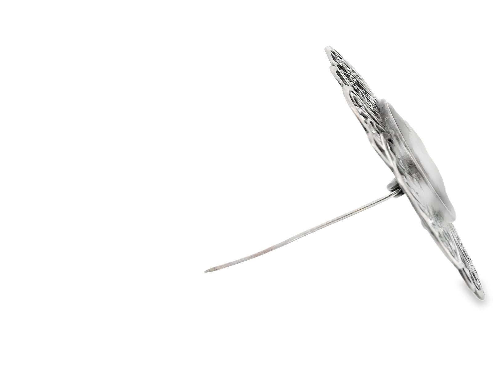 Silver English 1990s Ceramic Silver Pin Wedgewood Ceramic Cameo -