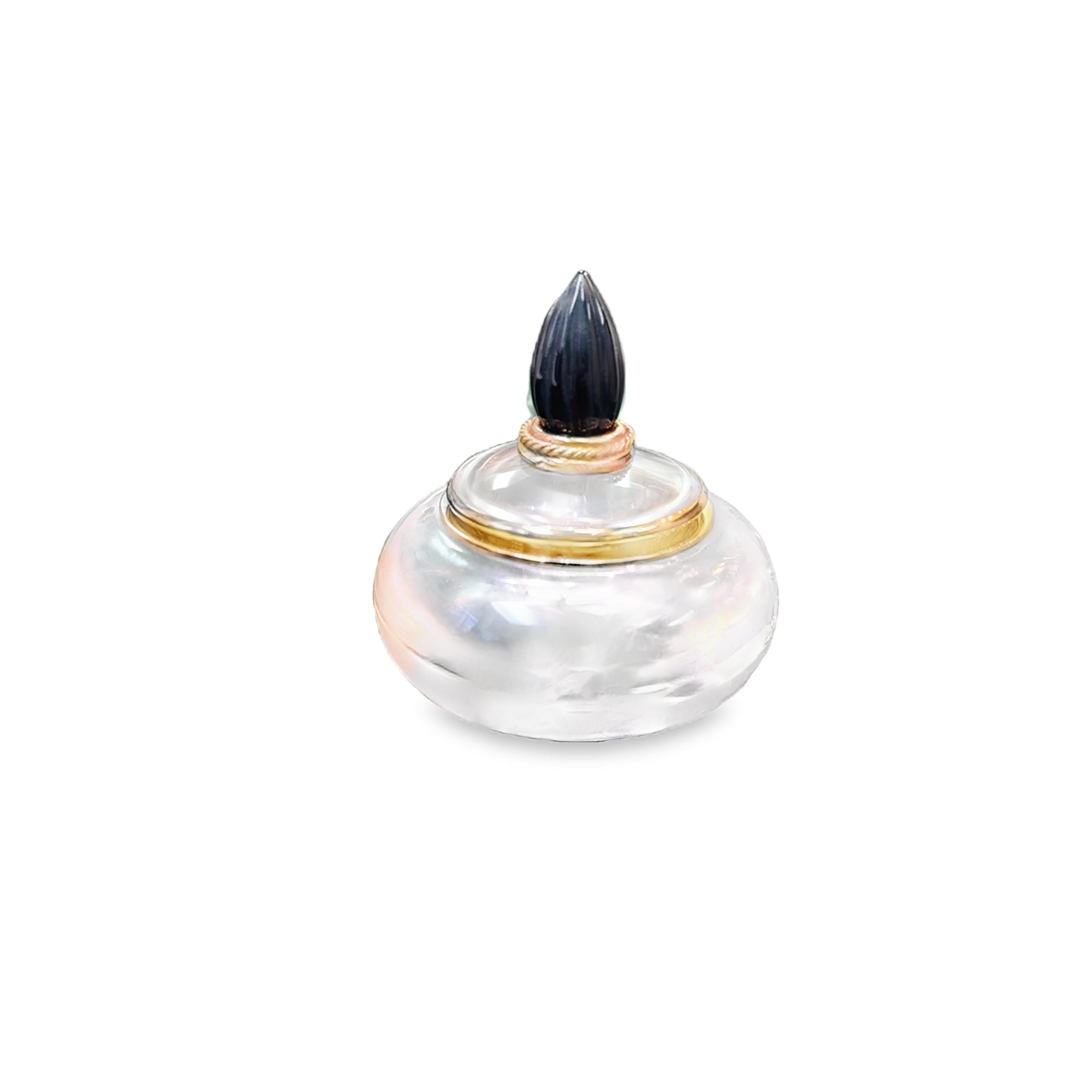 18k yellow Gold Rock Crystal and Lapis Lazuli Perfume Bottle by Boucheron