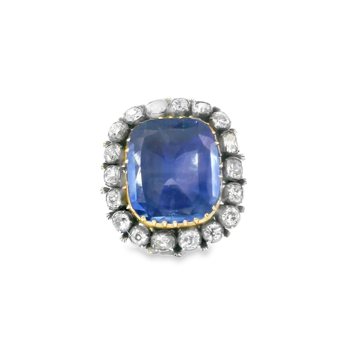 18k Yellow Gold Victorian Diamond Sapphire Ring