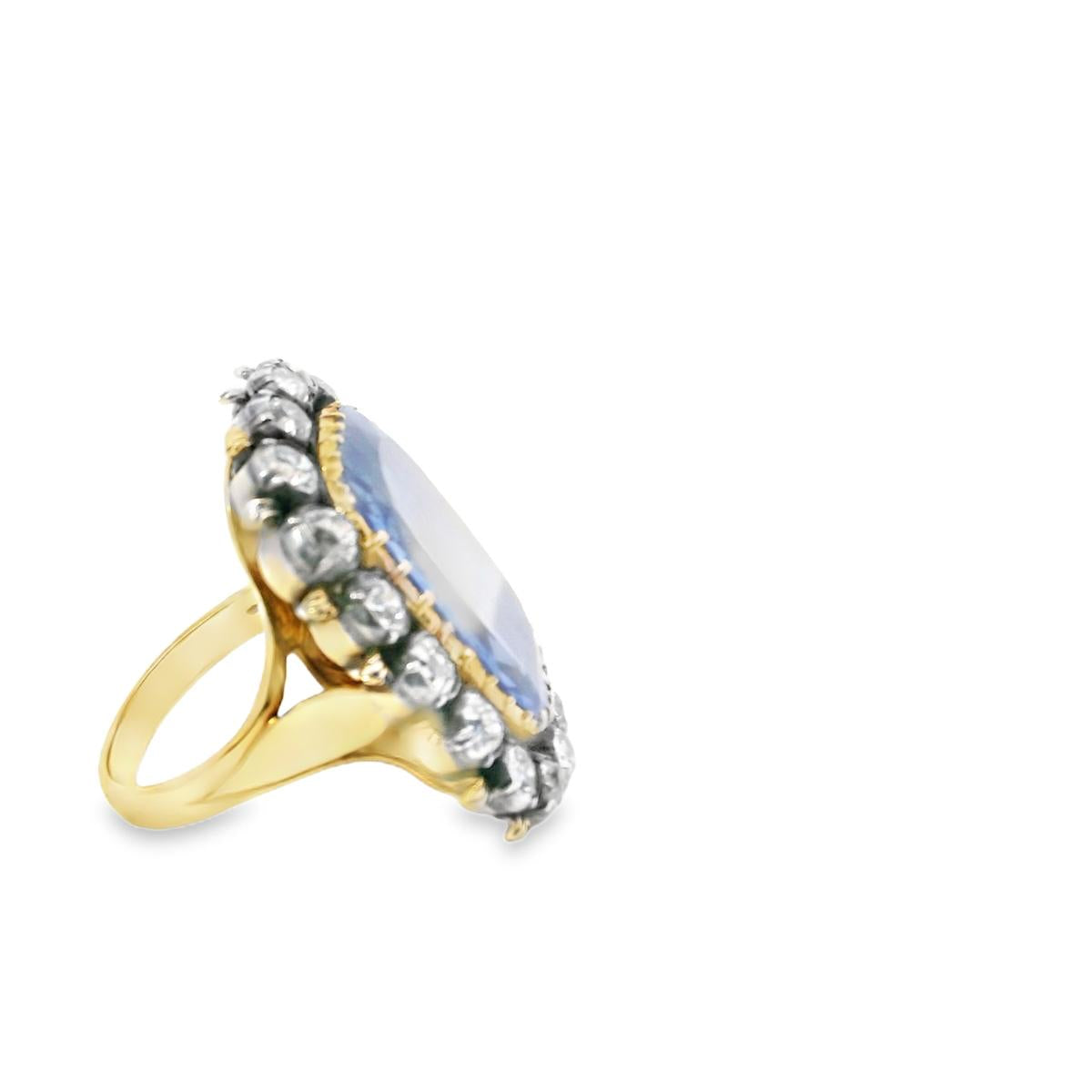 18k Yellow Gold Victorian Diamond Sapphire Ring