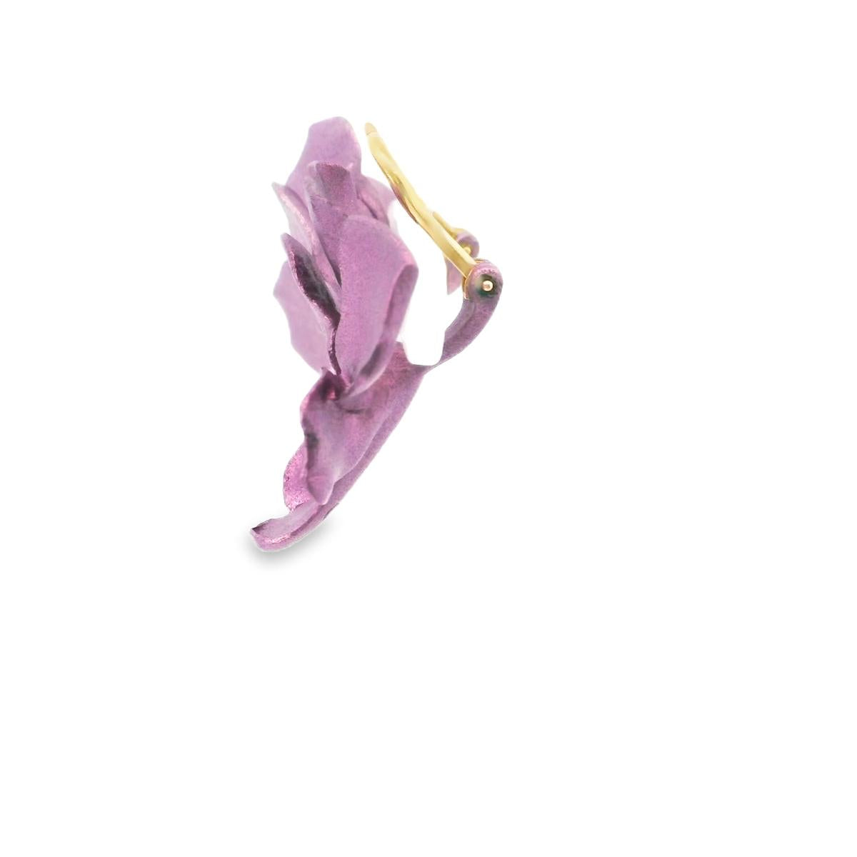 JAR 18Ky Gold and Titanium Pansy Earclips